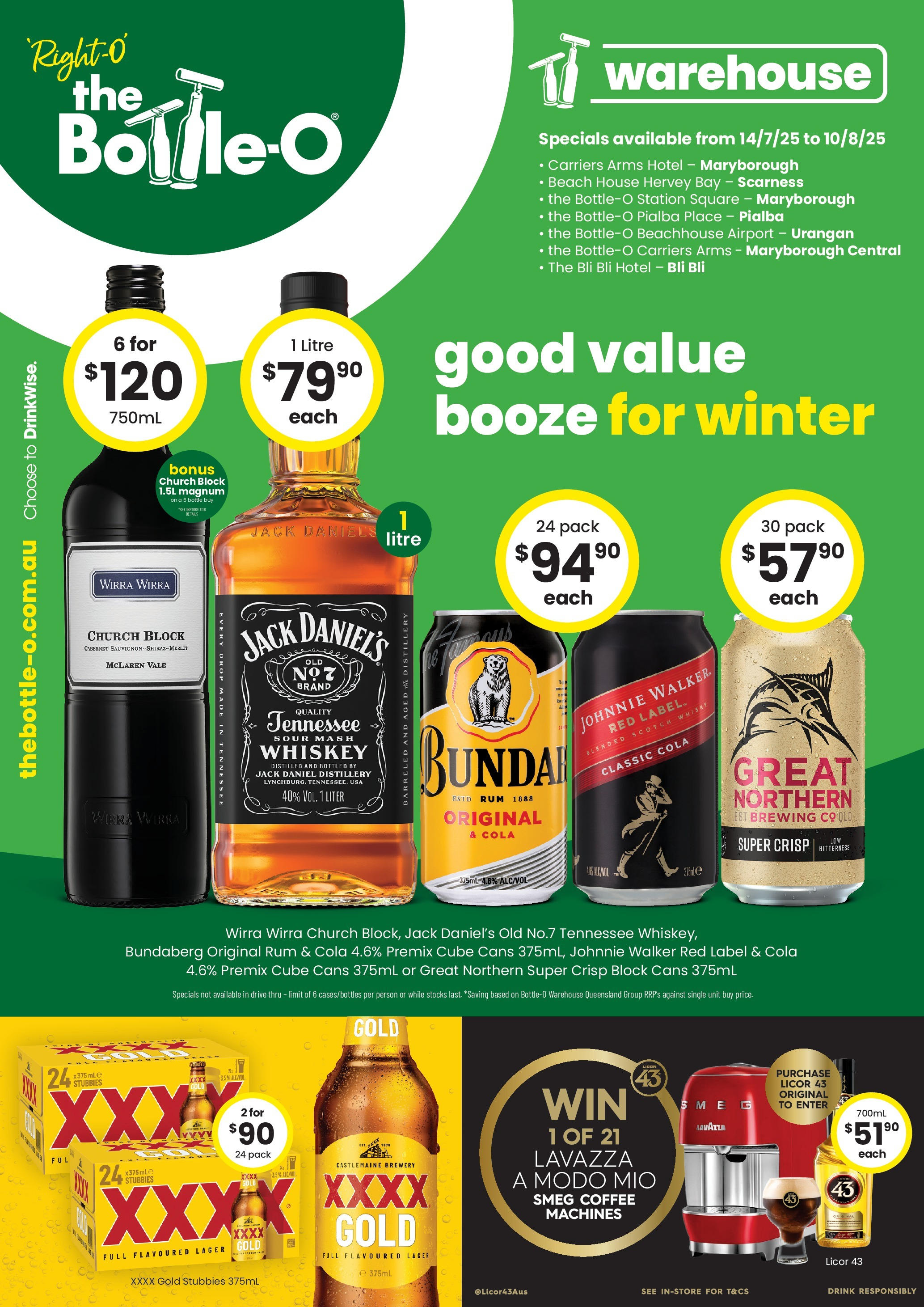 The Bottle-O Catalogue Wondunna - 13/07/2025 > weekly / monthly specials | Page: 1 | Products: Coffee, Whiskey, Rum, Scotch