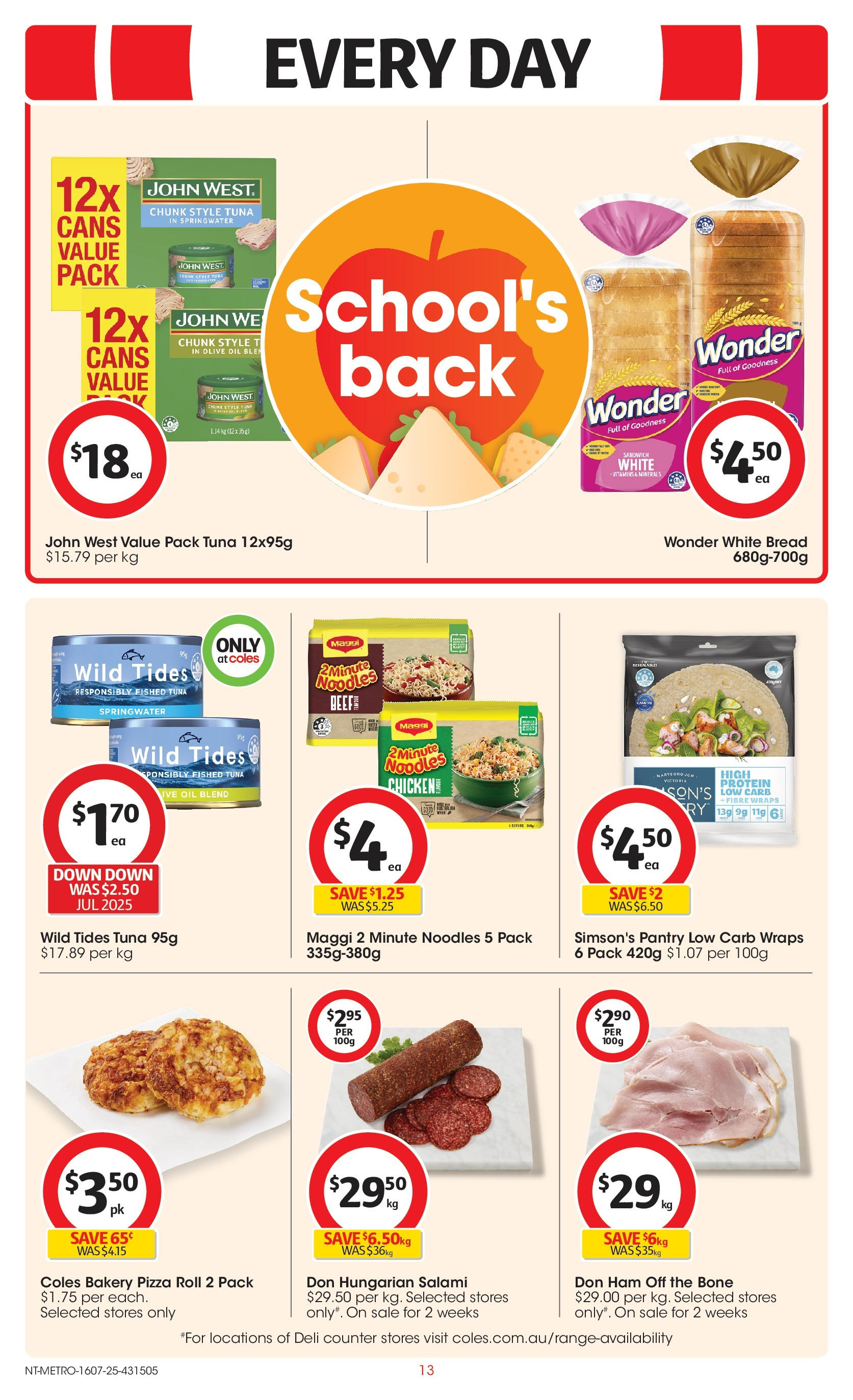 ﻿﻿Coles catalogue valid from 15/07/2025 > Online Australia | Page: 13 | Products: Oil, Olive oil, Tuna, Bakery