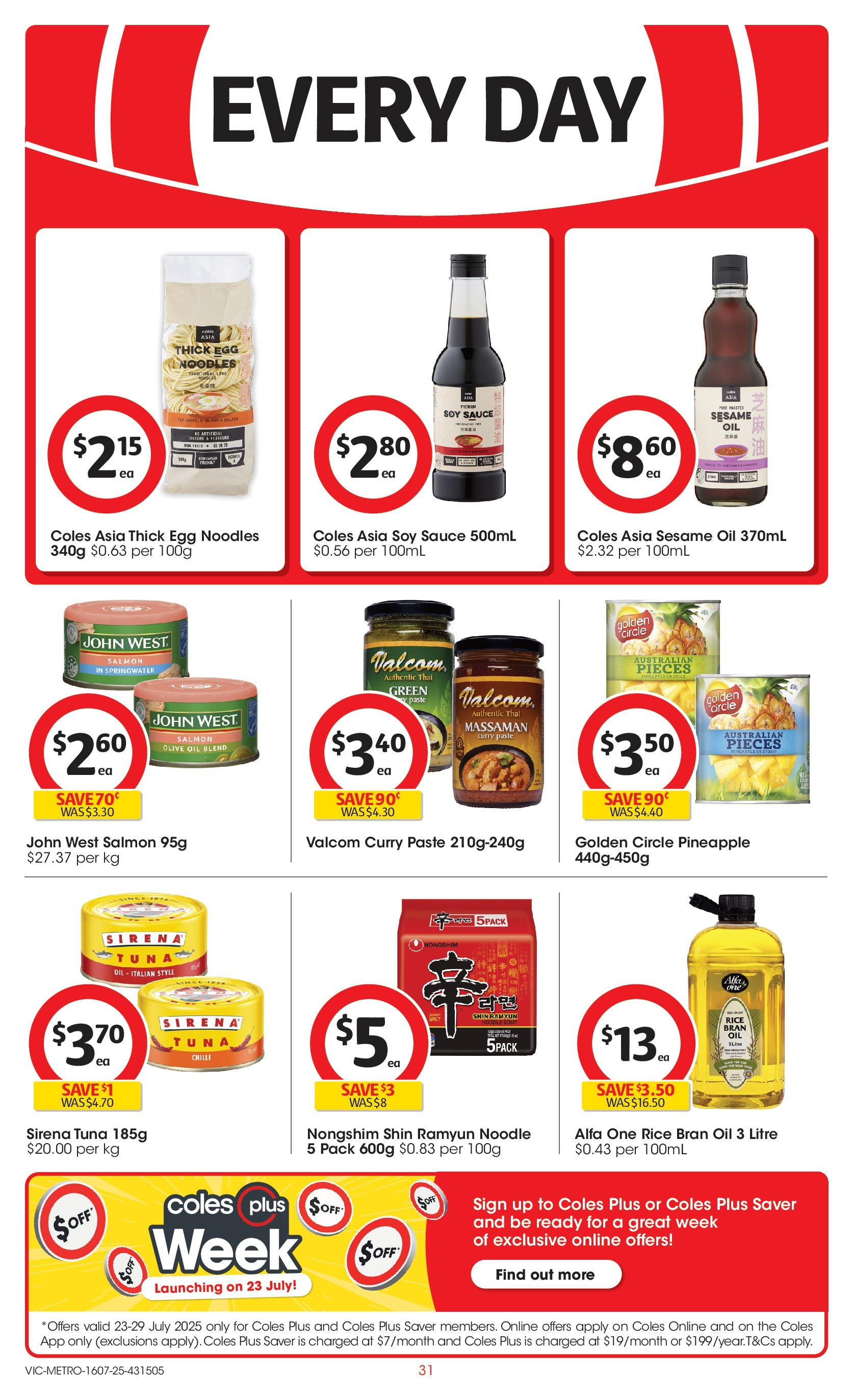 ﻿﻿Coles catalogue valid from 15/07/2025 > Online Australia | Page: 31 | Products: Pineapple, Olive oil, Sauce, Chilli