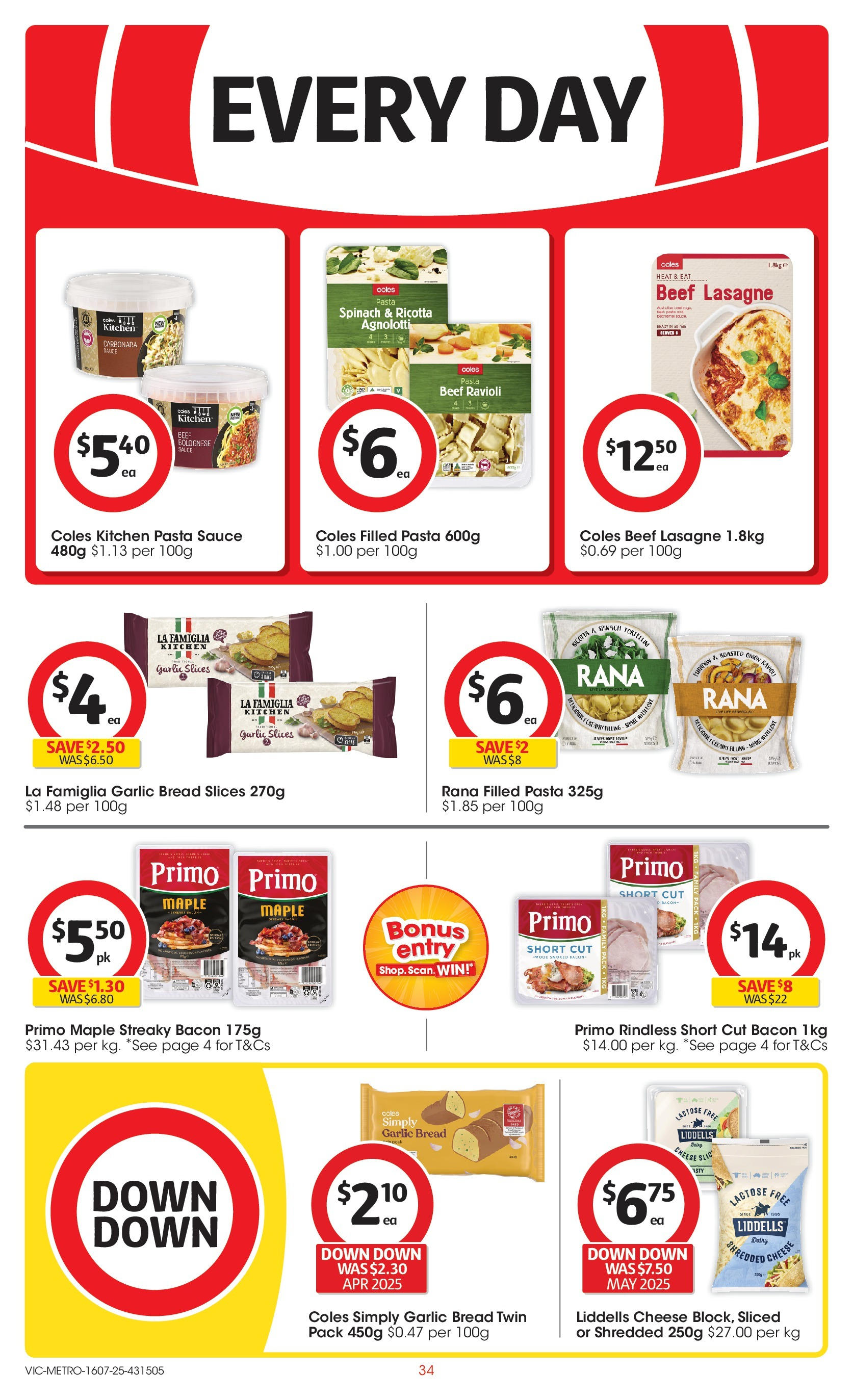 ﻿﻿Coles catalogue valid from 15/07/2025 > Online Australia | Page: 34 | Products: Cheese, Pasta, Spinach, Sauce
