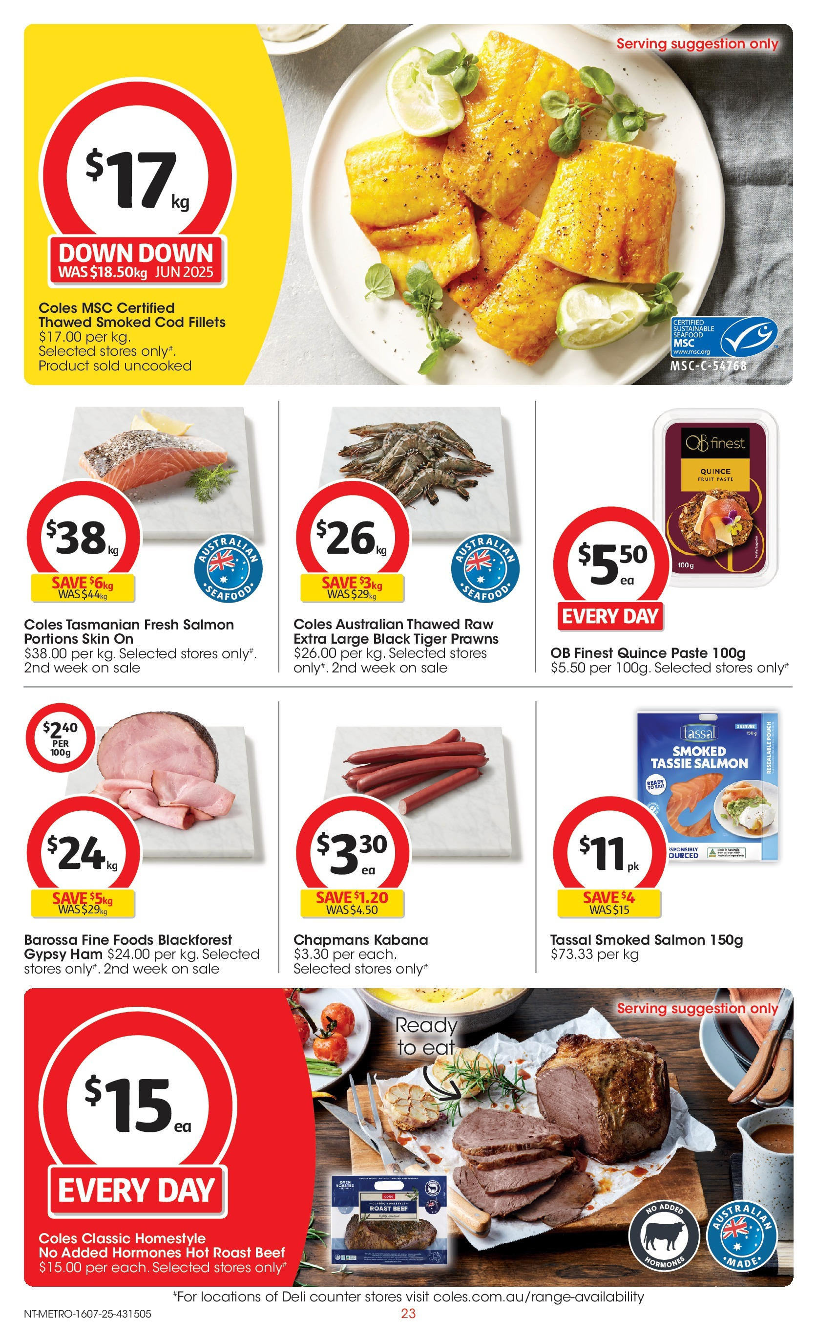 ﻿﻿Coles catalogue valid from 15/07/2025 > Online Australia | Page: 23 | Products: Beef, Salmon, Sustainable, Seafood