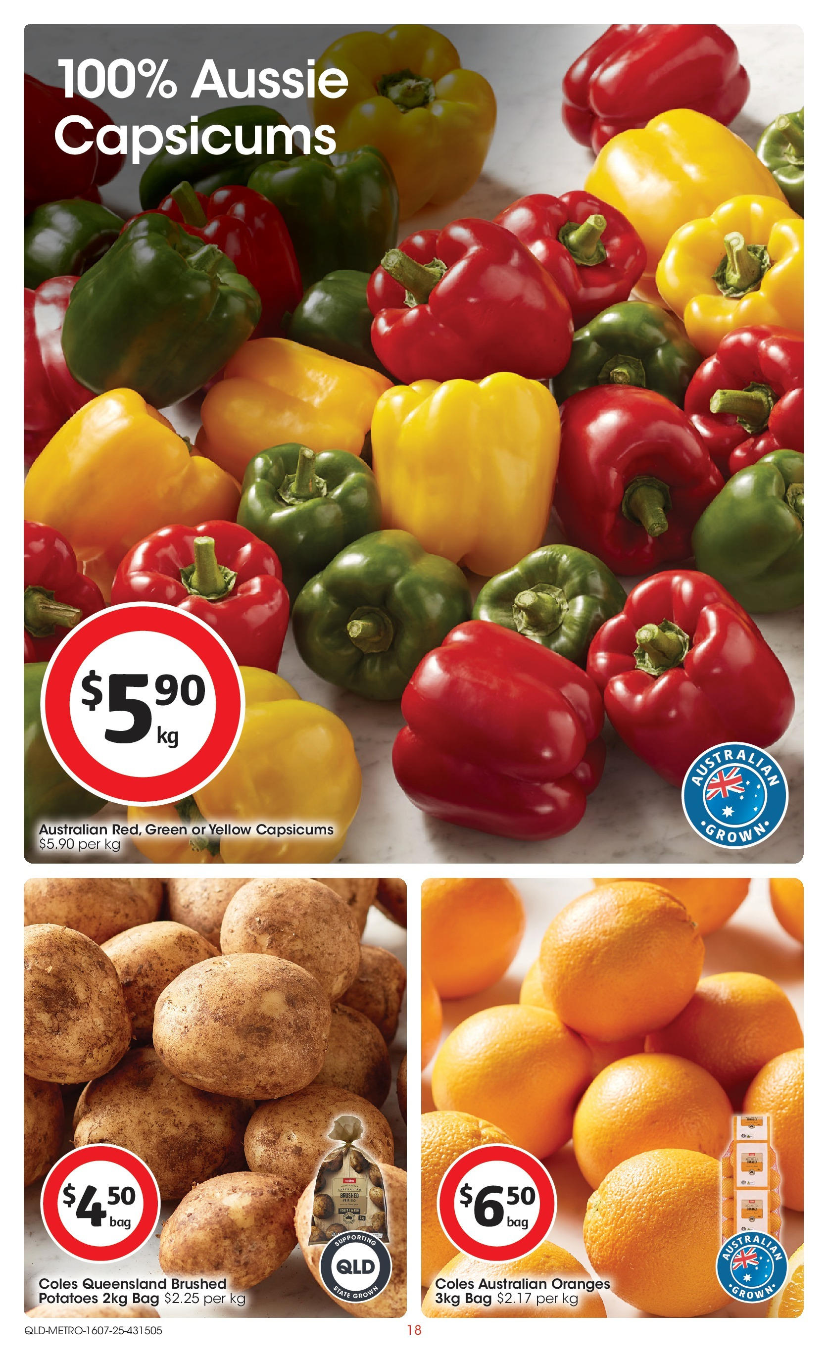 ﻿﻿Coles catalogue valid from 15/07/2025 > Online Australia | Page: 18 | Products: Oranges, Potatoes, Bag