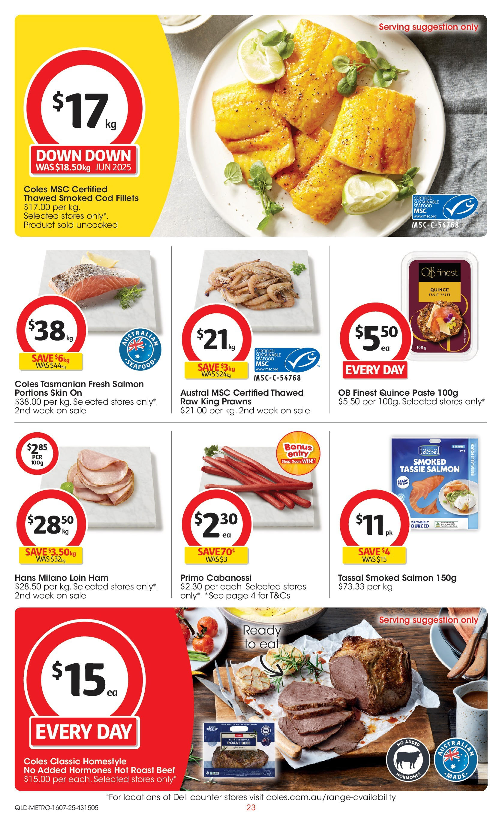 ﻿﻿Coles catalogue valid from 15/07/2025 > Online Australia | Page: 23 | Products: Prawns, Salmon, Sustainable, Seafood