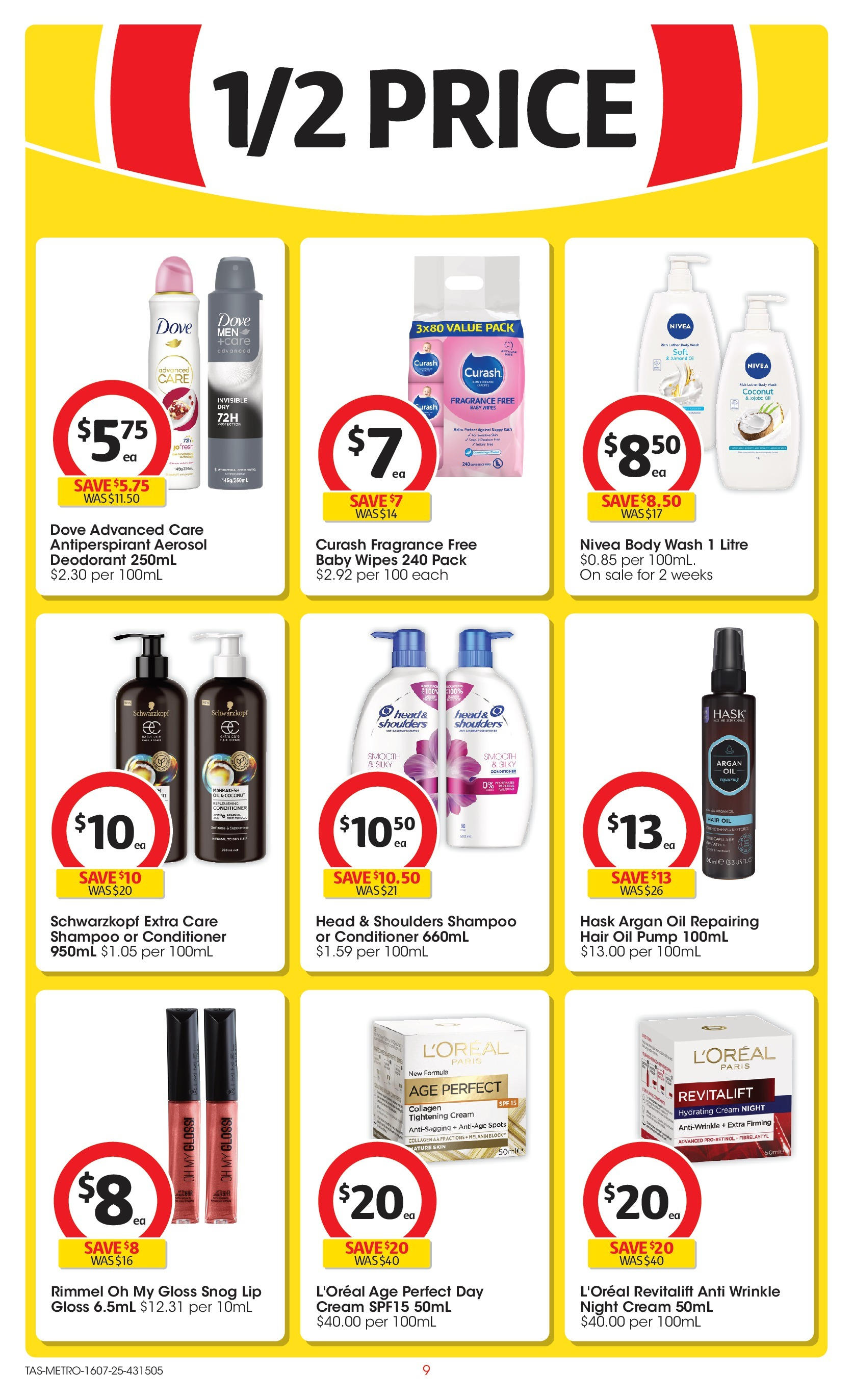 ﻿﻿Coles catalogue valid from 15/07/2025 > Online Australia | Page: 9 | Products: Hair oil, Deodorant, Antiperspirant, Night cream