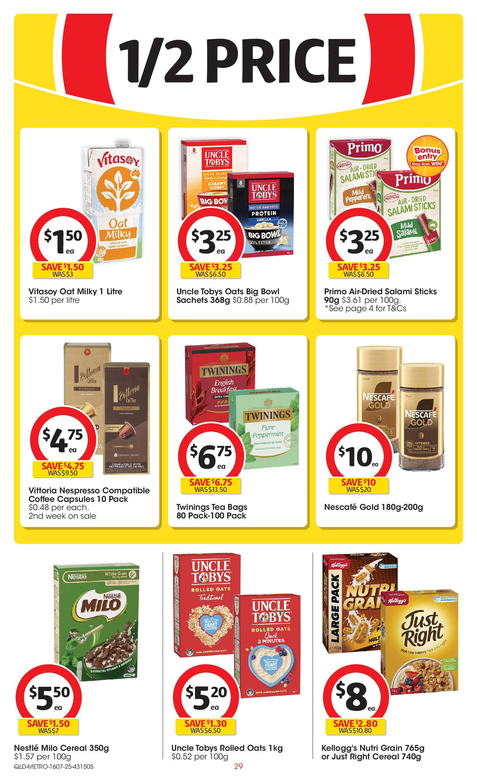﻿﻿Coles catalogue valid from 15/07/2025 > Online Australia | Page: 29 | Products: Coffee, Salami, Oats, Cereal
