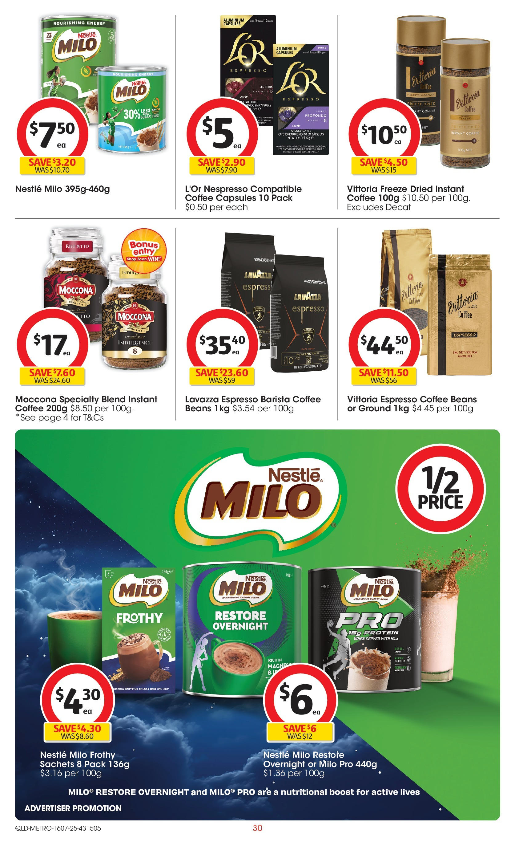 ﻿﻿Coles catalogue valid from 15/07/2025 > Online Australia | Page: 30 | Products: Energy drink, Coffee, Sugar, Moccona