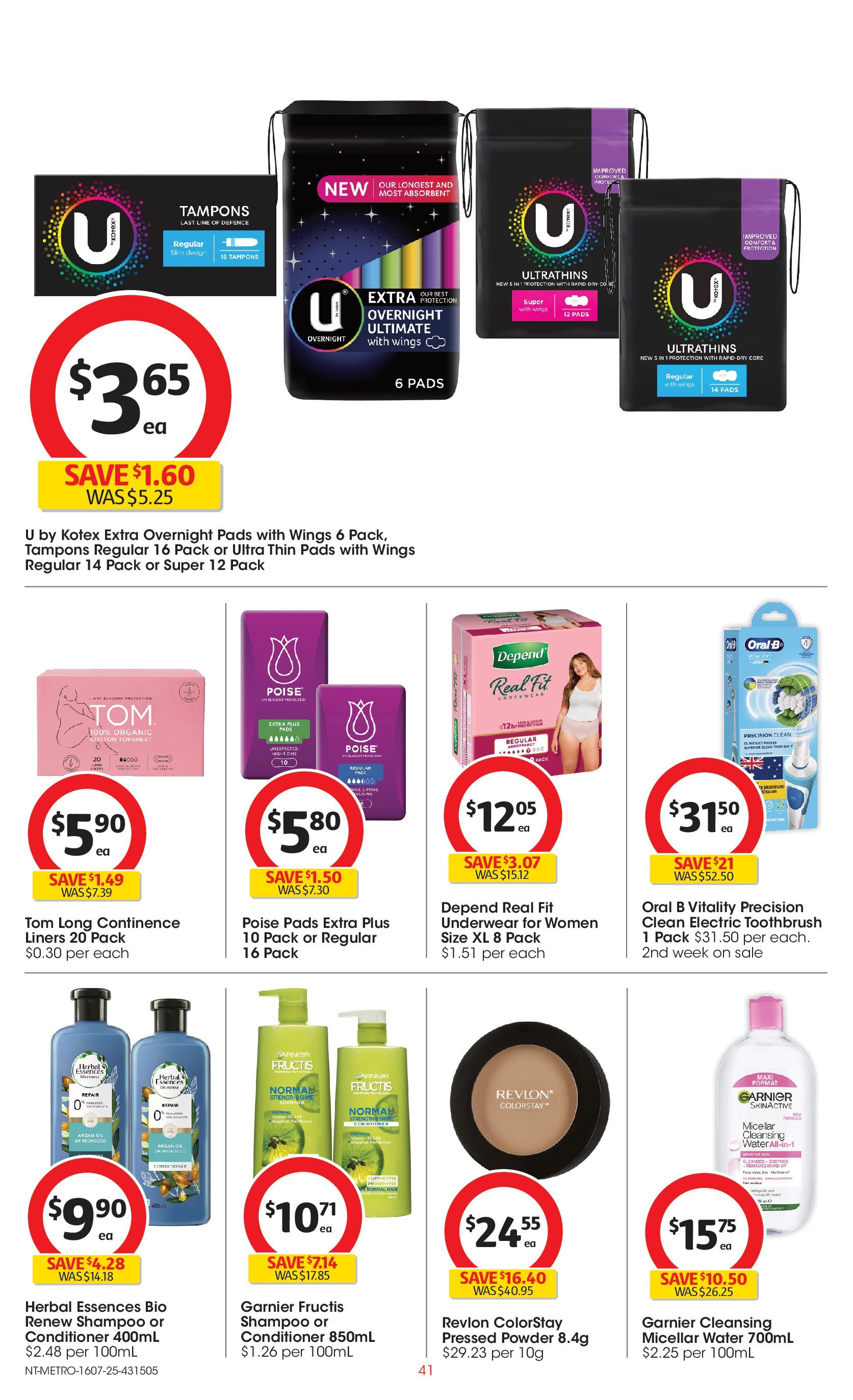 ﻿﻿Coles catalogue valid from 15/07/2025 > Online Australia | Page: 41 | Products: Powder, Shampoo, Conditioner, Underwear