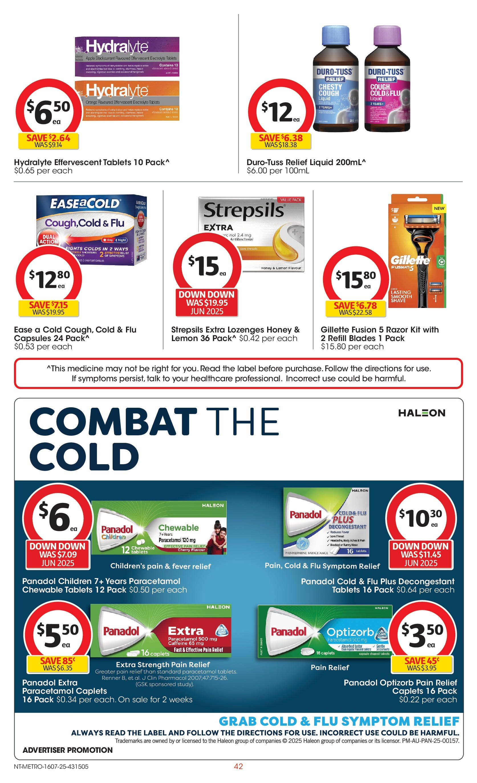 ﻿﻿Coles catalogue valid from 15/07/2025 > Online Australia | Page: 42 | Products: Honey, Razor, Tablets, Pain relief