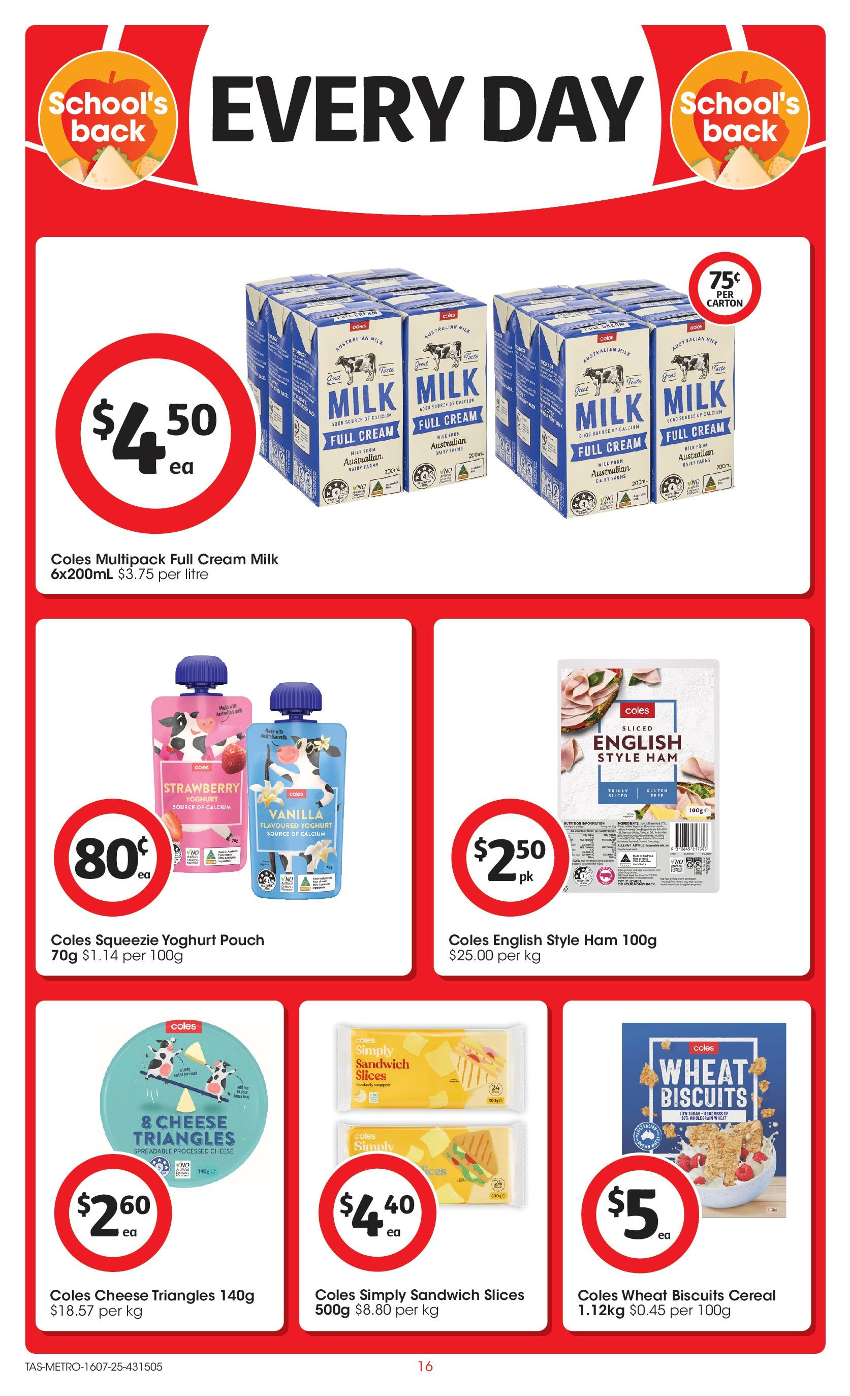 ﻿﻿Coles catalogue valid from 15/07/2025 > Online Australia | Page: 16 | Products: Milk, Cereal, Cream, Sugar