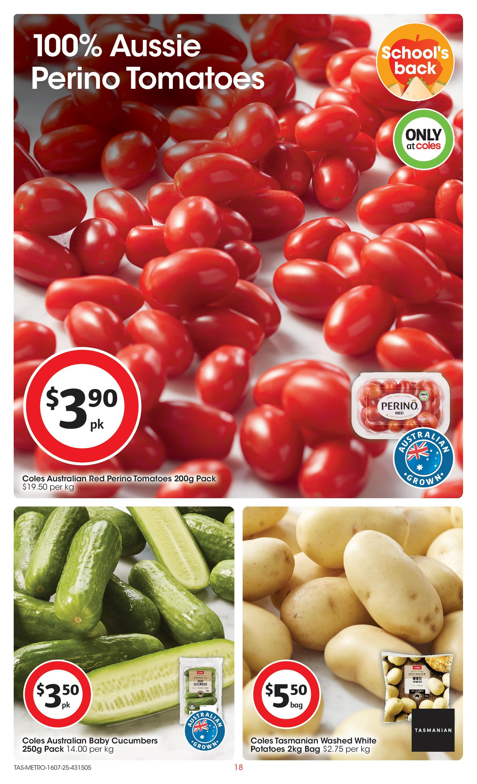 ﻿﻿Coles catalogue valid from 15/07/2025 > Online Australia | Page: 18 | Products: Tomatoes, Cucumbers, Potatoes, Bag