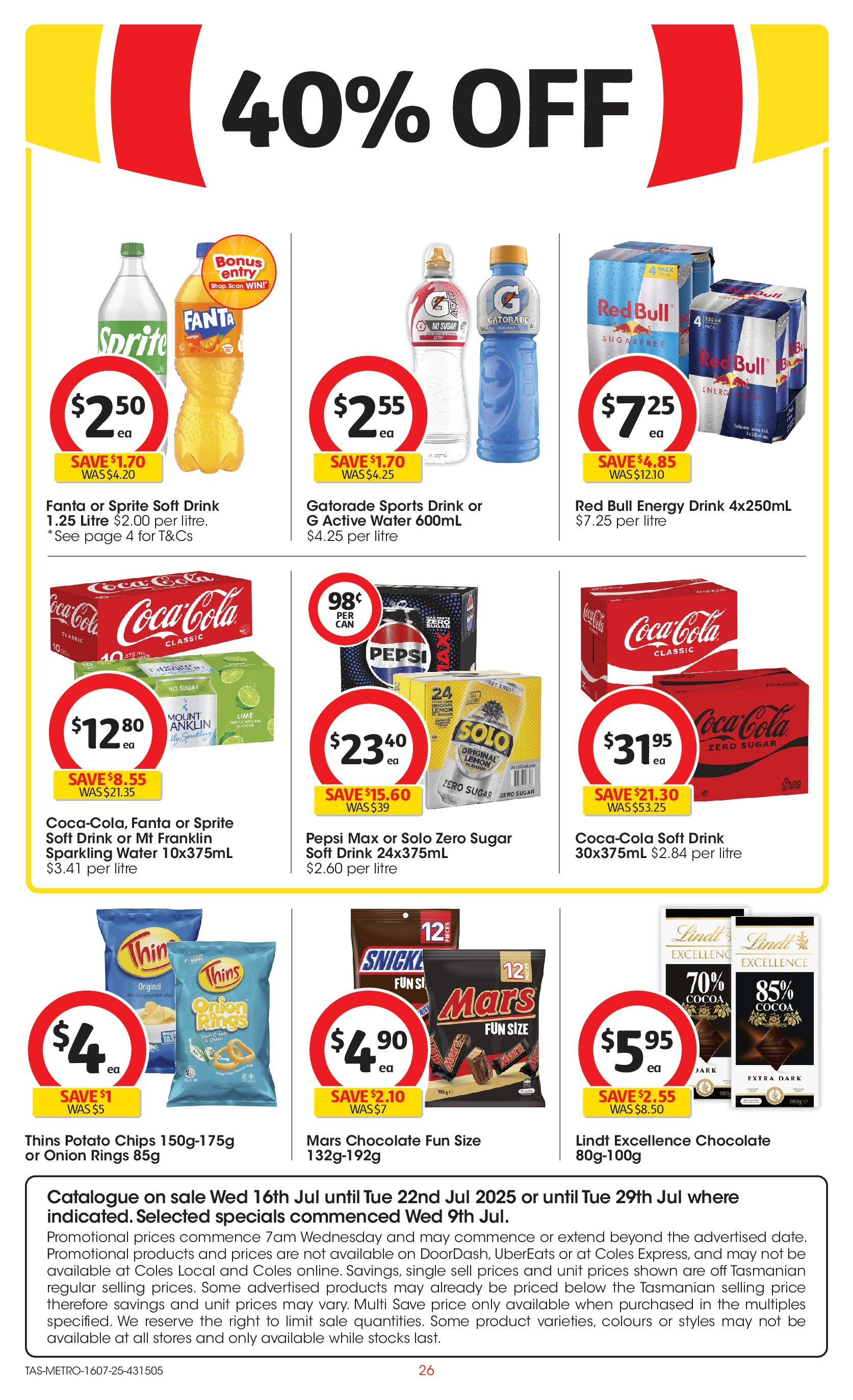 ﻿﻿Coles catalogue valid from 15/07/2025 > Online Australia | Page: 26 | Products: Cocoa, Coca Cola, Water, Sugar