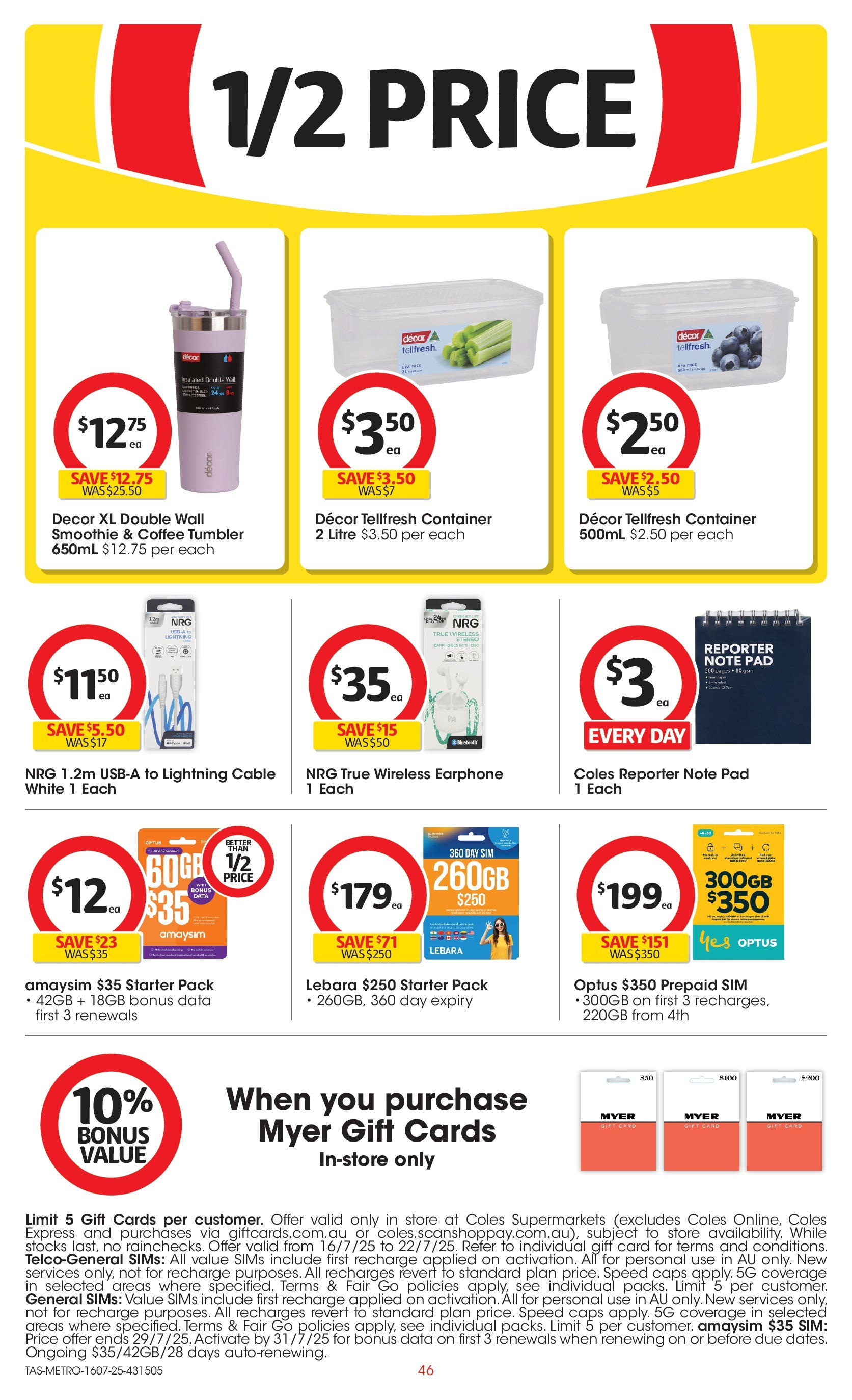 ﻿﻿Coles catalogue valid from 15/07/2025 > Online Australia | Page: 46 | Products: Decor, Coffee, Cable, Stereo