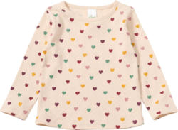 ALANA Langarmshirt mit Ajour-Struktur & Herzen-Muster, beige, Gr. 92 104
