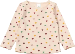 ALANA Langarmshirt mit Ajour-Struktur & Herzen-Muster, beige, Gr. 92