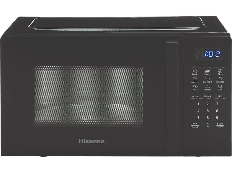 Hisense H20MOBS4HG Mikrowelle mit Grill (700 Watt, Freistehend, 20 l, Schwarz)