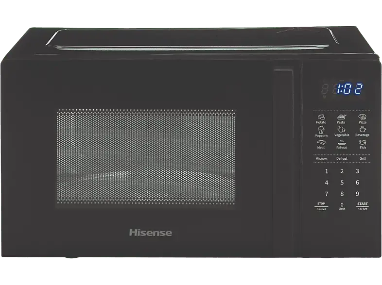 Hisense H20MOBS4HG Mikrowelle mit Grill (700 Watt, Freistehend, 20 l, Schwarz)