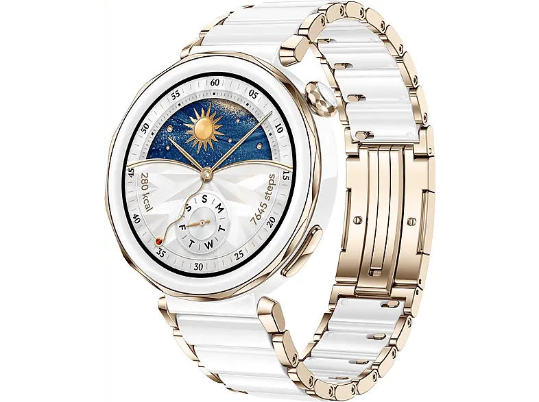 Huawei watch GT 5 Pro 42 mm, Weißes Keramik-Armband; Smart Watch