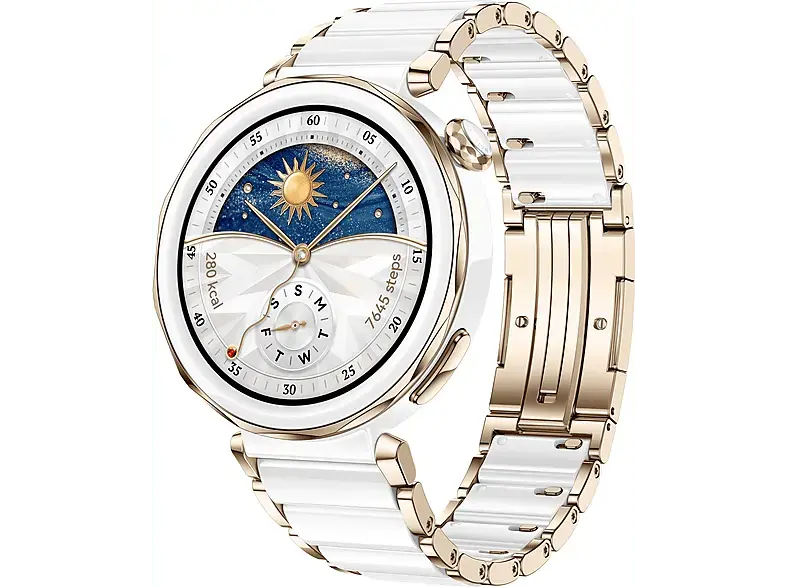 Huawei watch GT 5 Pro 42 mm, Weißes Keramik-Armband; Smart Watch