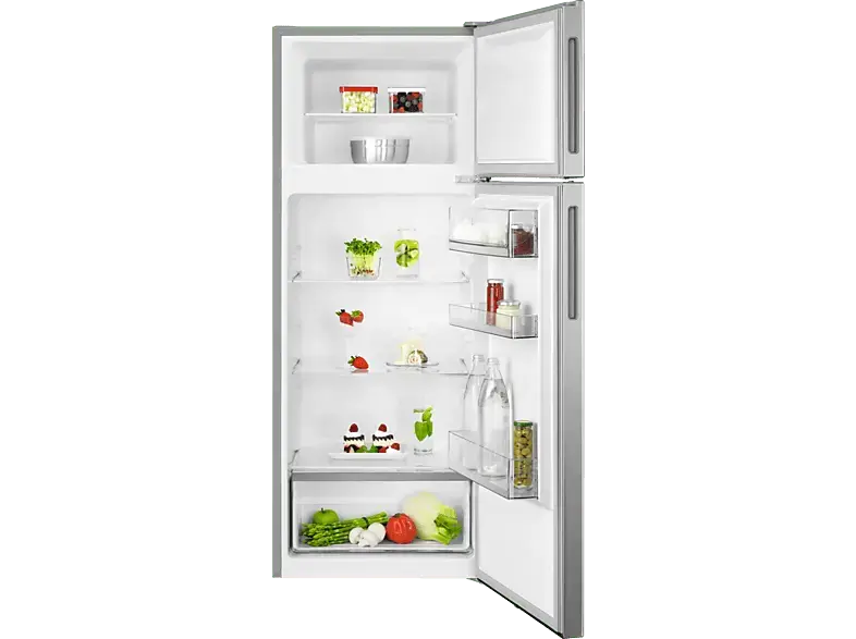 AEG RDB424E1AX Kühl- Gefrierkombination (E, 206 l, 1434 mm hoch, Standgerät, No Frost (verminderte Eisbildung), Edelstahl-Look)