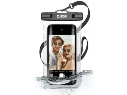 SBS Universelle Wasserdichte Tasche mit Selfie-Griff, IPX8, Unterwasserschutzh&uuml;lle, f&uuml;r Smartphones bis 6.8", Schwarz; Wasserdichtes Etui