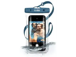 SBS Universelle Wasserdichte Tasche mit Selfie-Griff, IPX8, Unterwasserschutzhülle, für Smartphones bis 6.8", Blau; Wasserdichtes Etui