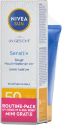 NIVEA SUN Sonnencreme Gesicht sensitiv LSF 50 + Sonnenmilch LSF 30