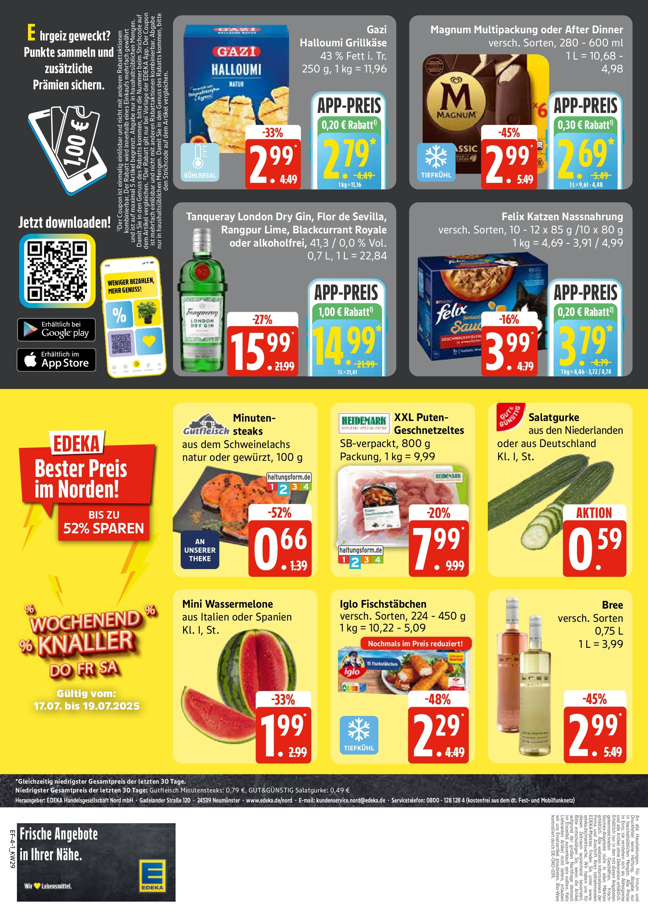 Edeka prospekt Rostock	 (ab 13.07.2025) » Angebote Online | Seite: 4 | Produkte: Iglo, Bree, Fischstabchen, Wassermelone