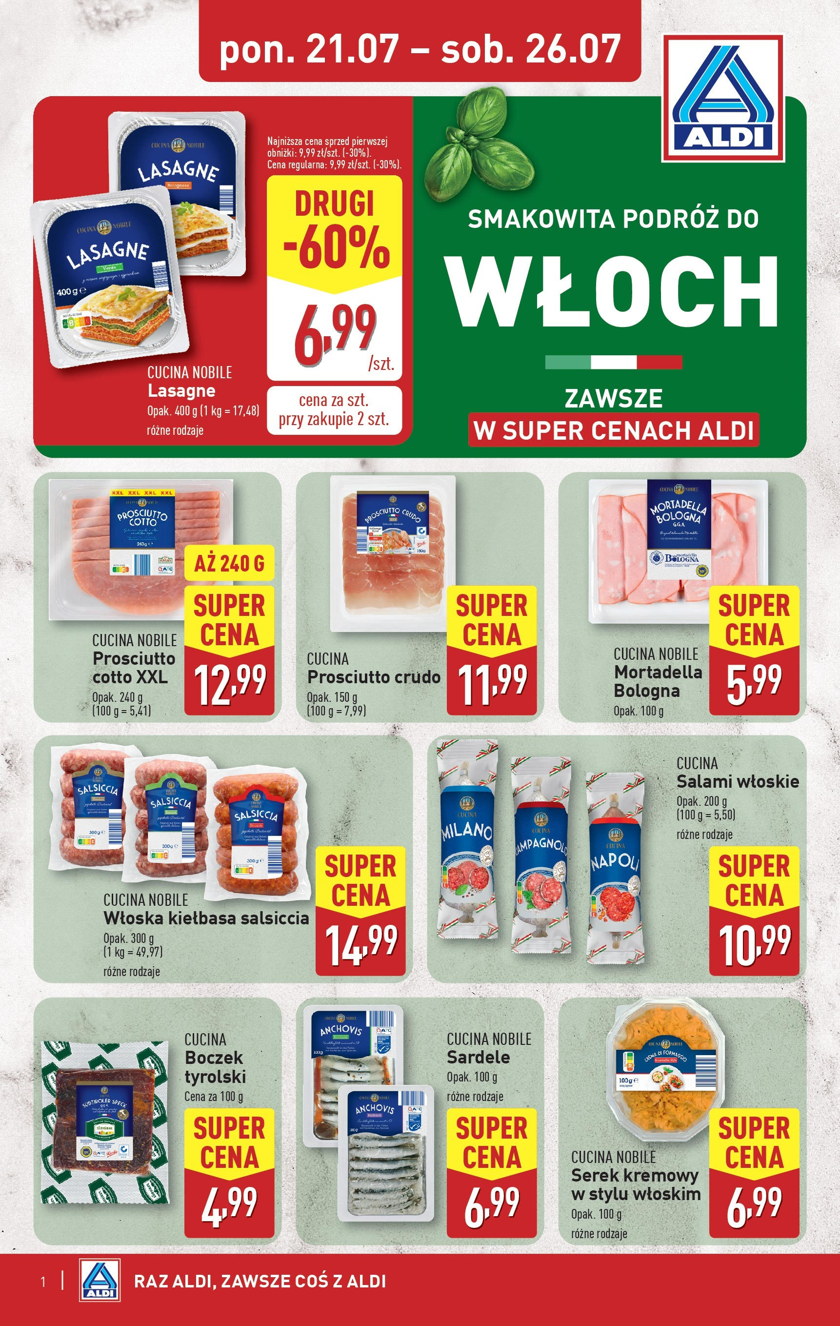 Aldi Tydzień Włoski od 21.07.2025 - Nowa Gazetka - Numer strony 1