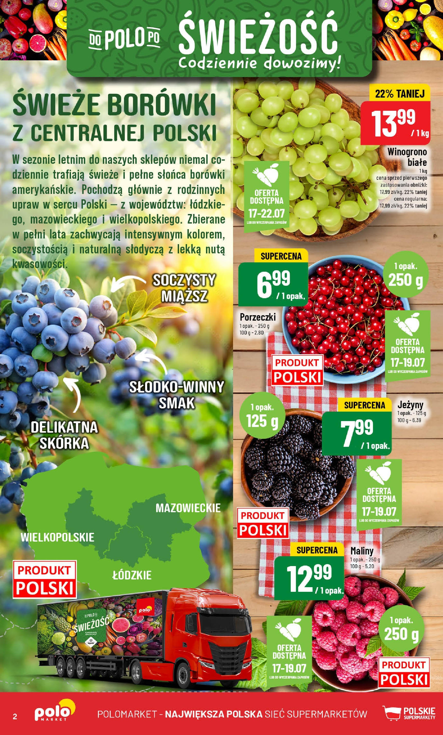POLOmarket gazetka od jutra (16.07.2025) - Nowa PDF | Strona: 2 | Produkty: Maliny, Winogrono, Jeżyny