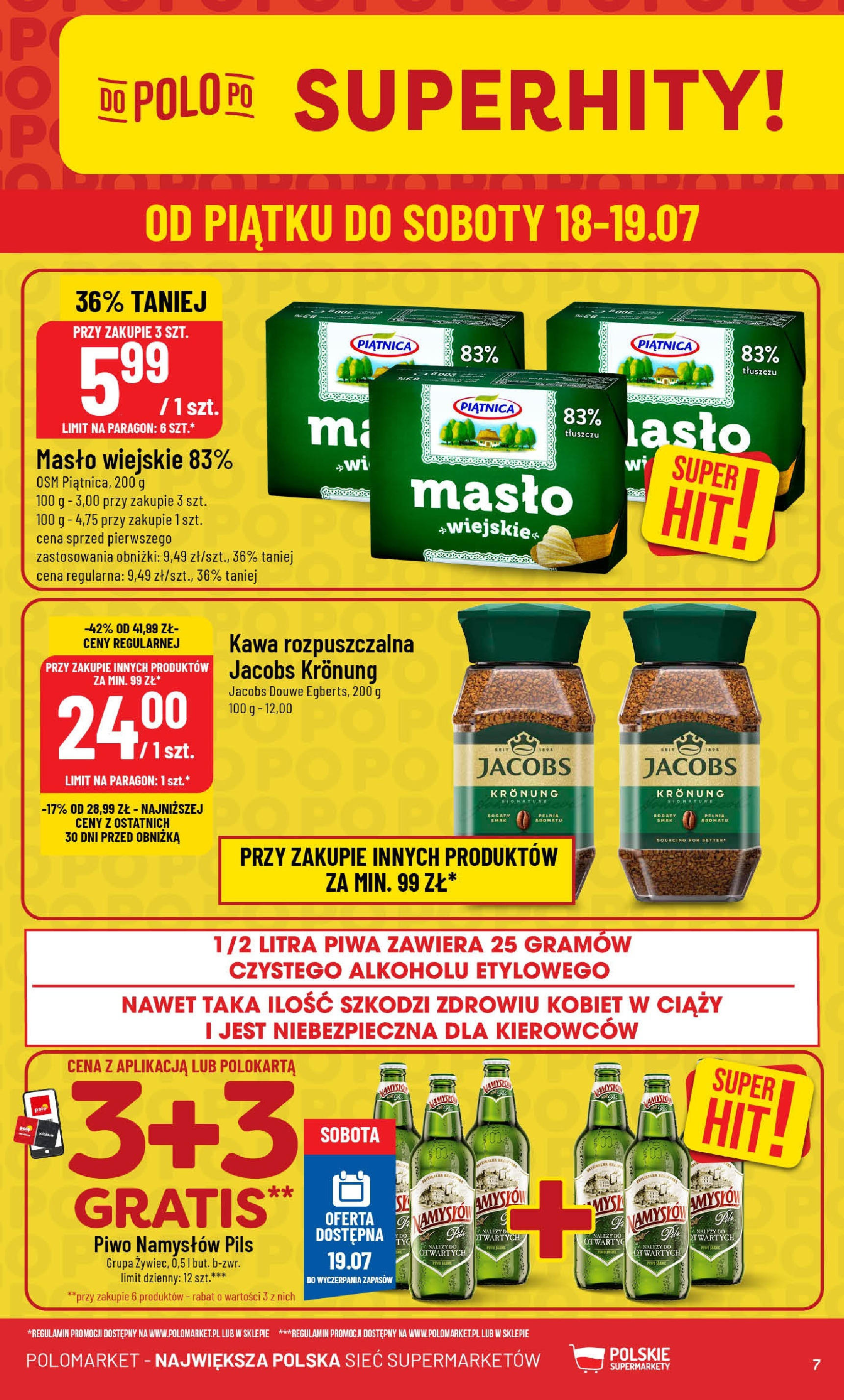 POLOmarket gazetka od jutra (16.07.2025) - Nowa PDF | Strona: 7 | Produkty: Masło, Kawa, Piwo, Piwo Namysłów