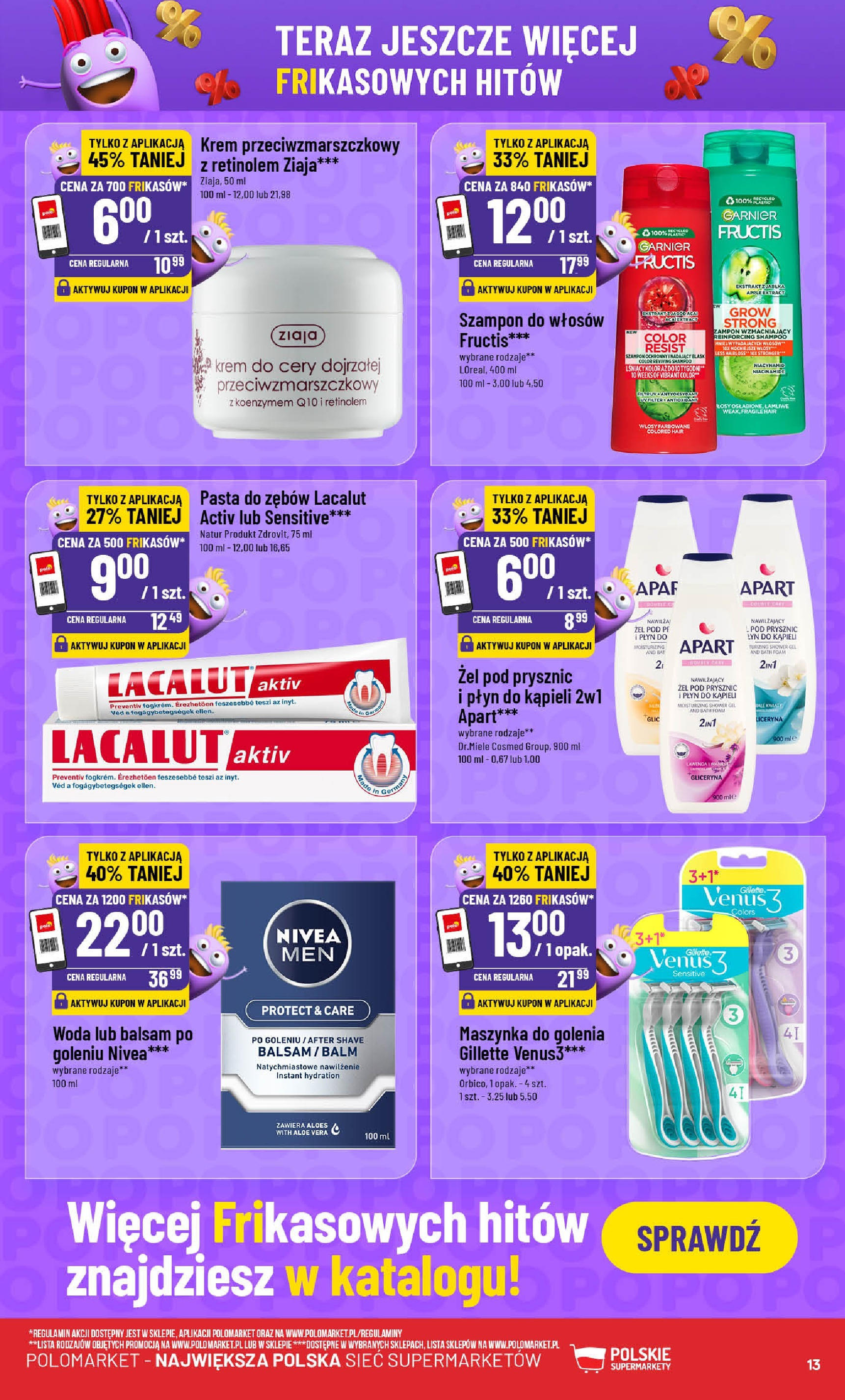 POLOmarket gazetka od jutra (16.07.2025) - Nowa PDF | Strona: 13 | Produkty: Maszynka do golenia, Jabłka, Żel pod prysznic, Lacalut