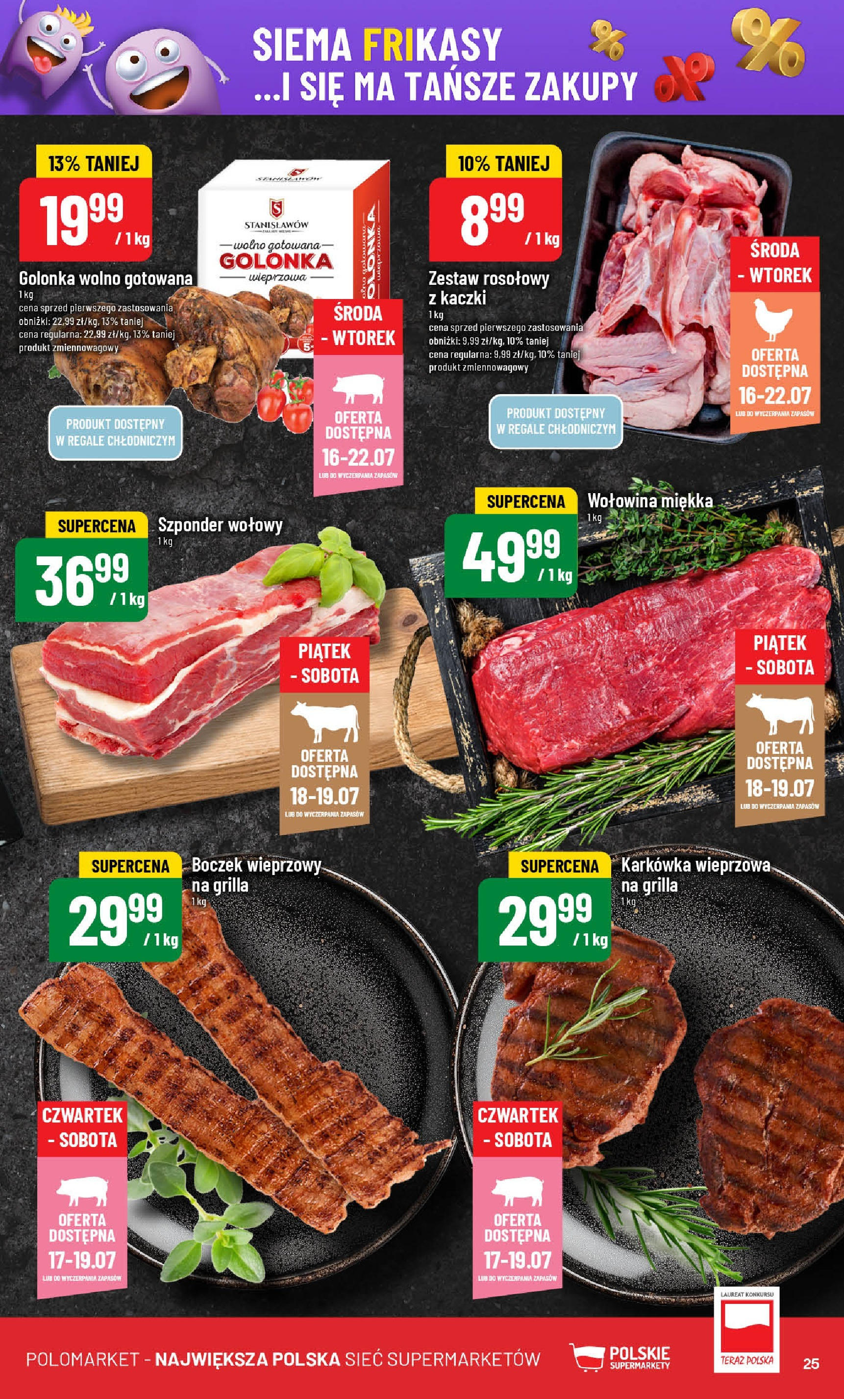 POLOmarket gazetka od jutra (16.07.2025) - Nowa PDF | Strona: 25 | Produkty: Karkówka wieprzowa, Boczek wieprzowy, Boczek, Wołowina