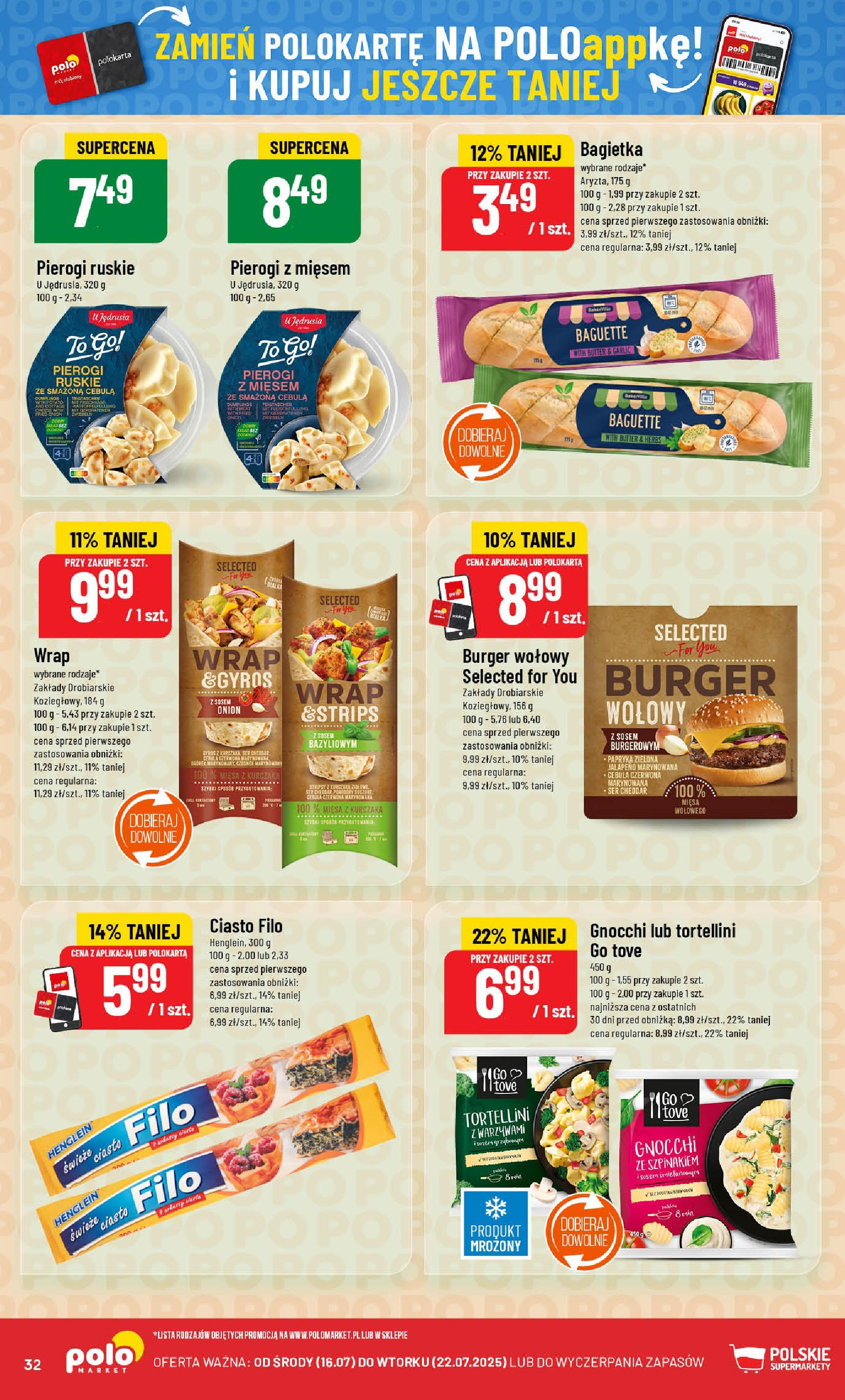 POLOmarket gazetka od jutra (16.07.2025) - Nowa PDF | Strona: 32 | Produkty: Tortellini, Papryka, Bagietka, Gnocchi
