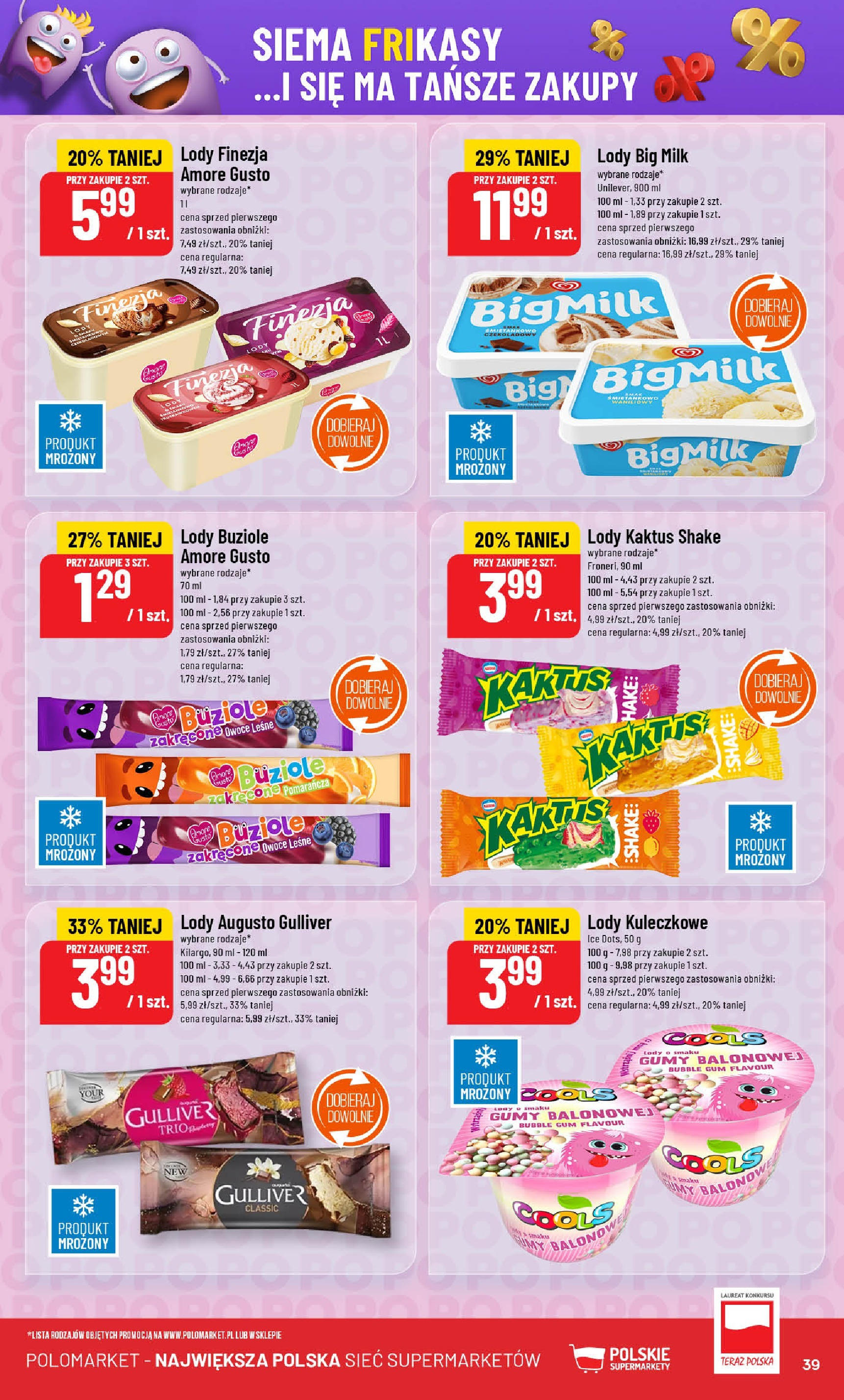 POLOmarket gazetka od jutra (16.07.2025) - Nowa PDF | Strona: 39 | Produkty: Gumy, Big Milk, Lody, Owoce