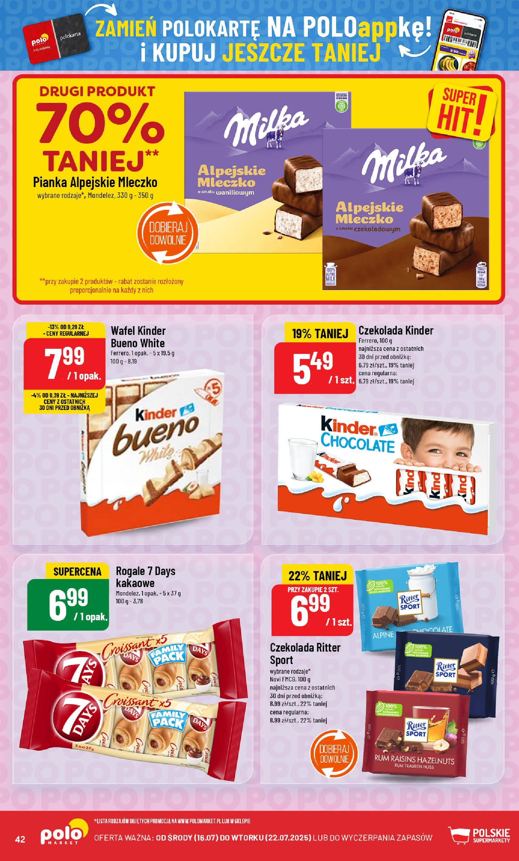 POLOmarket gazetka od jutra (16.07.2025) - Nowa PDF | Strona: 42 | Produkty: Milka, Czekolada, Rum