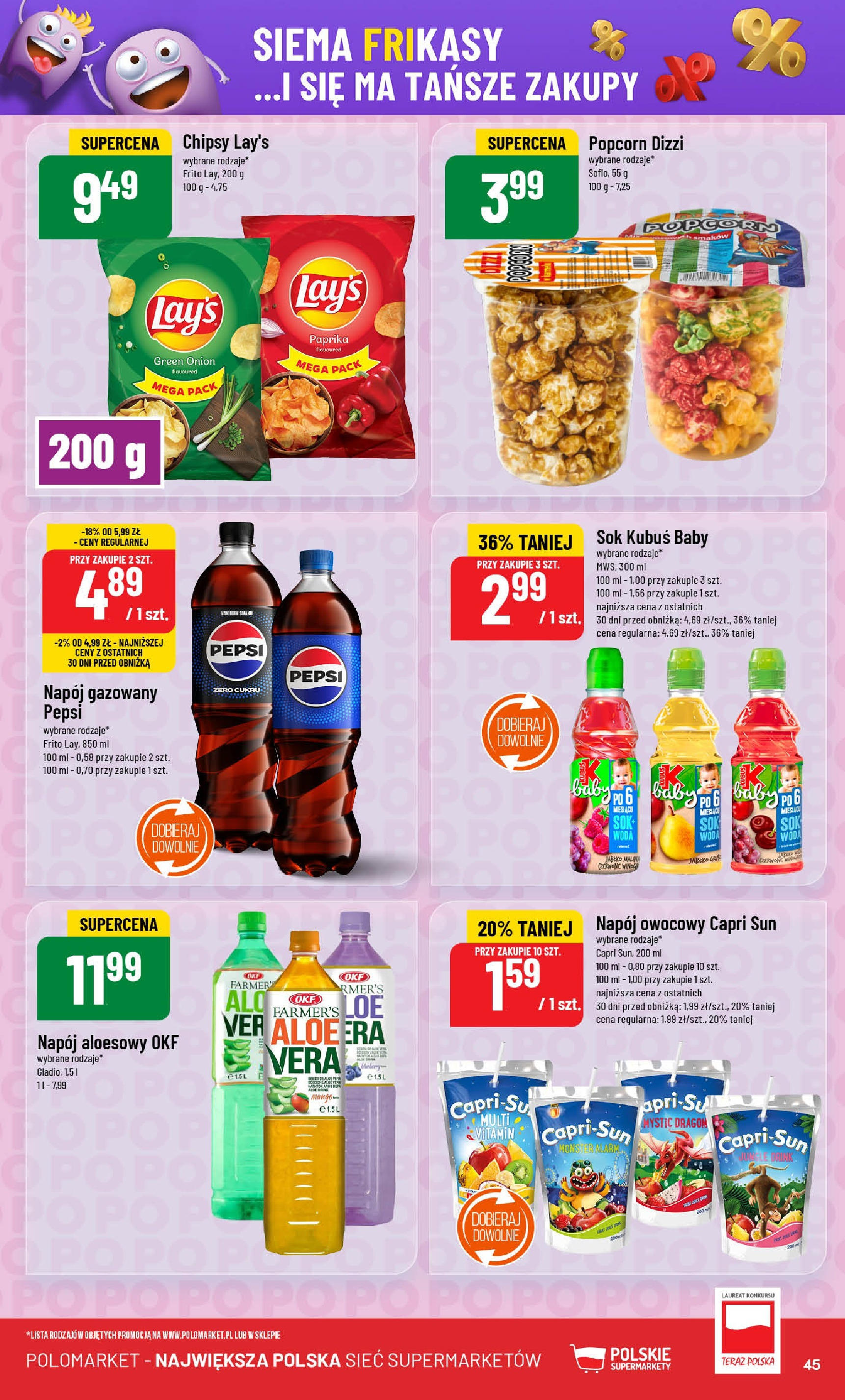 POLOmarket gazetka od jutra (16.07.2025) - Nowa PDF | Strona: 45 | Produkty: Mango, Chipsy, Popcorn, Woda