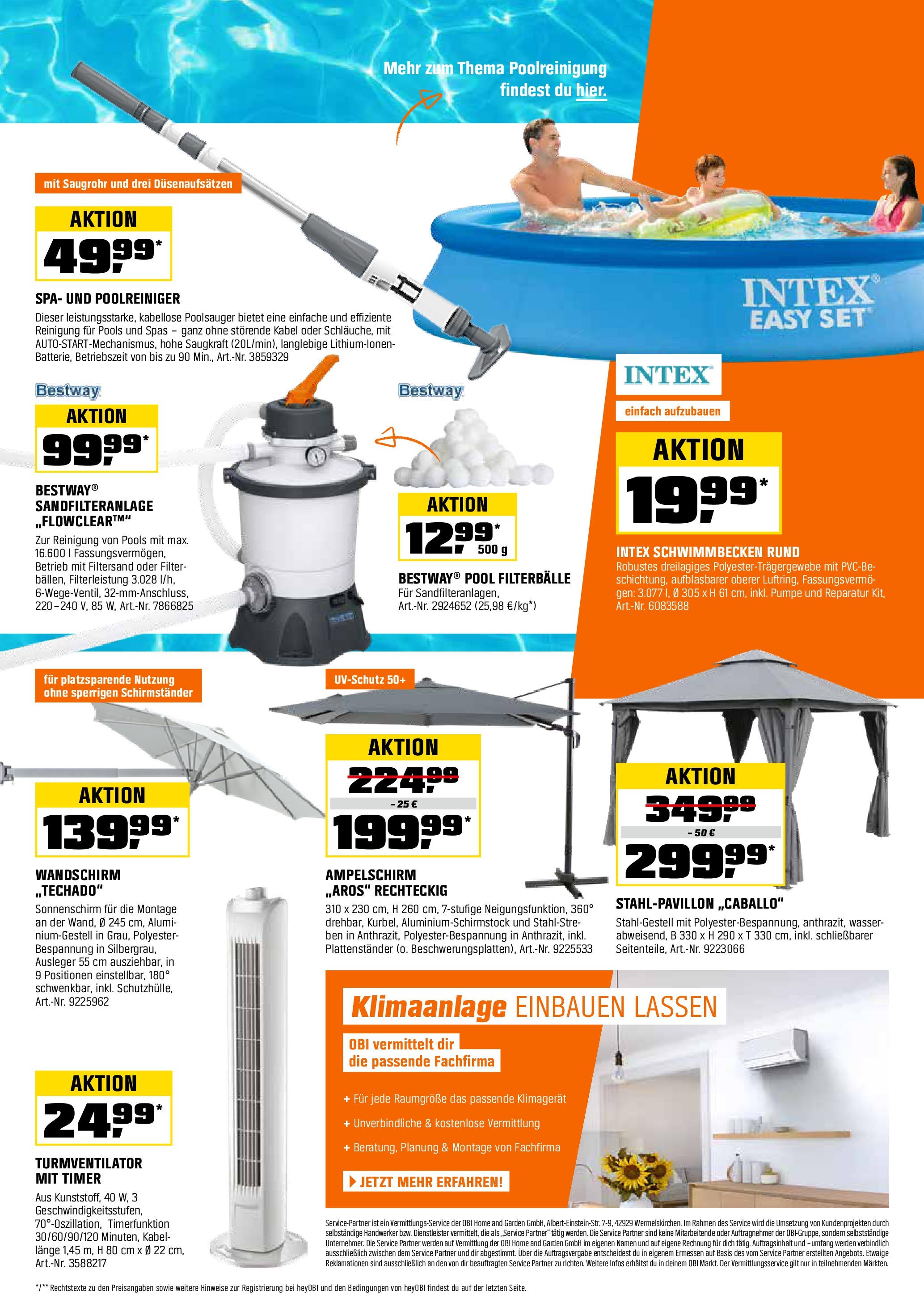 Obi Prospekt 	 (ab 16.07.2025) zum Blättern | Seite: 9 | Produkte: Kabel, Wasser, Sonnenschirm, Klimagerät