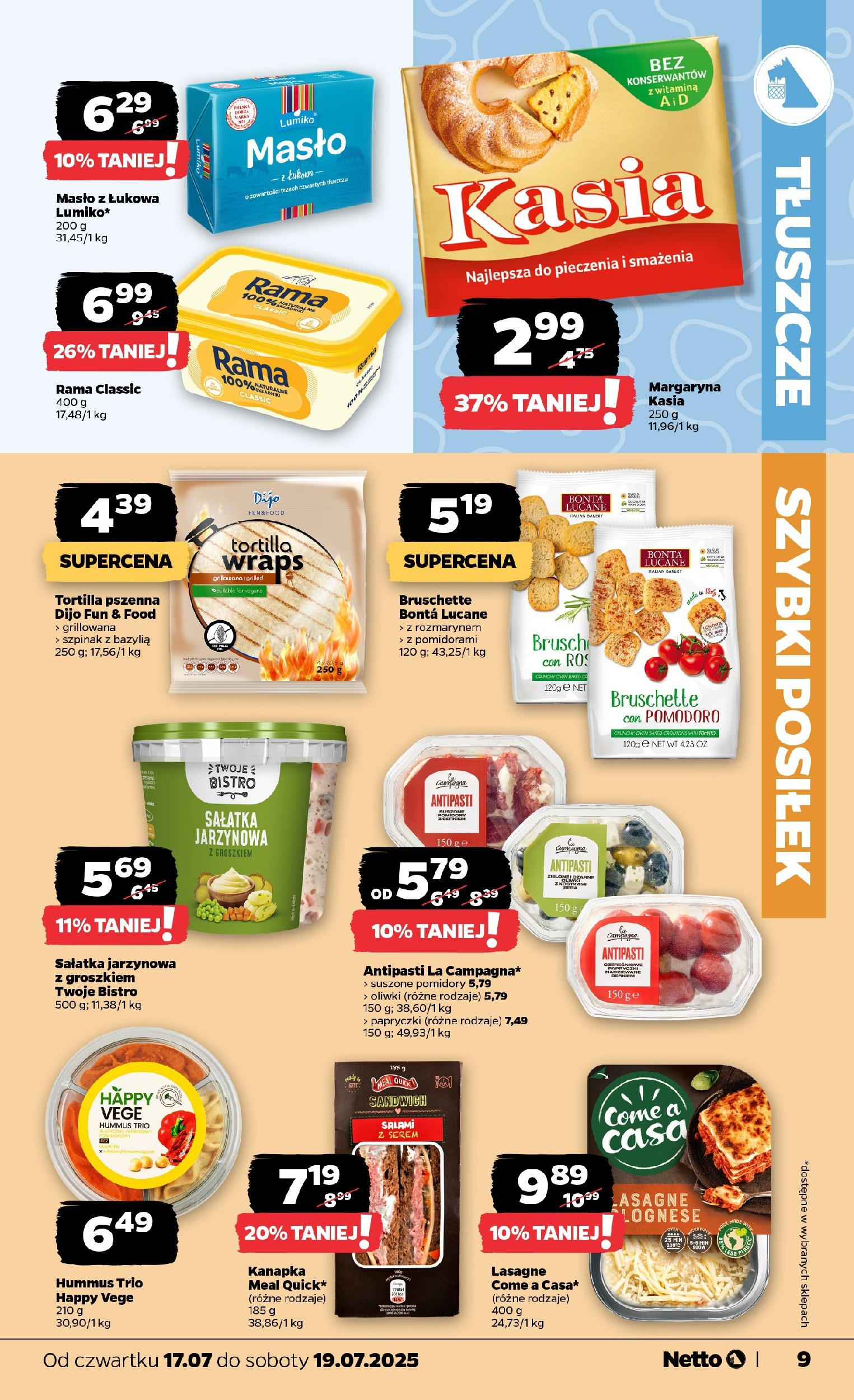 Netto gazetka - Spożywcza od 17.07.2025 - Aktualne promocje | Strona: 9 | Produkty: Sandwich, Hummus, Salami, Pomidory