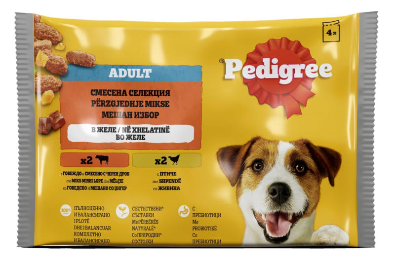 Pedigree Пауч за куче различни видове 4 х 100 гр.