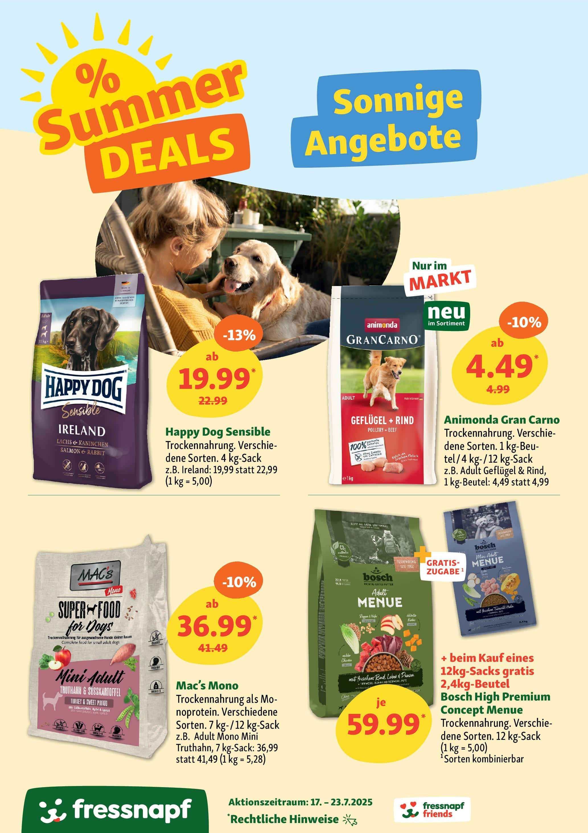 Fressnapf Prospekt 	 (ab 17.07.2025) zum Blättern | Seite: 4 | Produkte: Bosch, Kaninchen, Äpfel, Lachs
