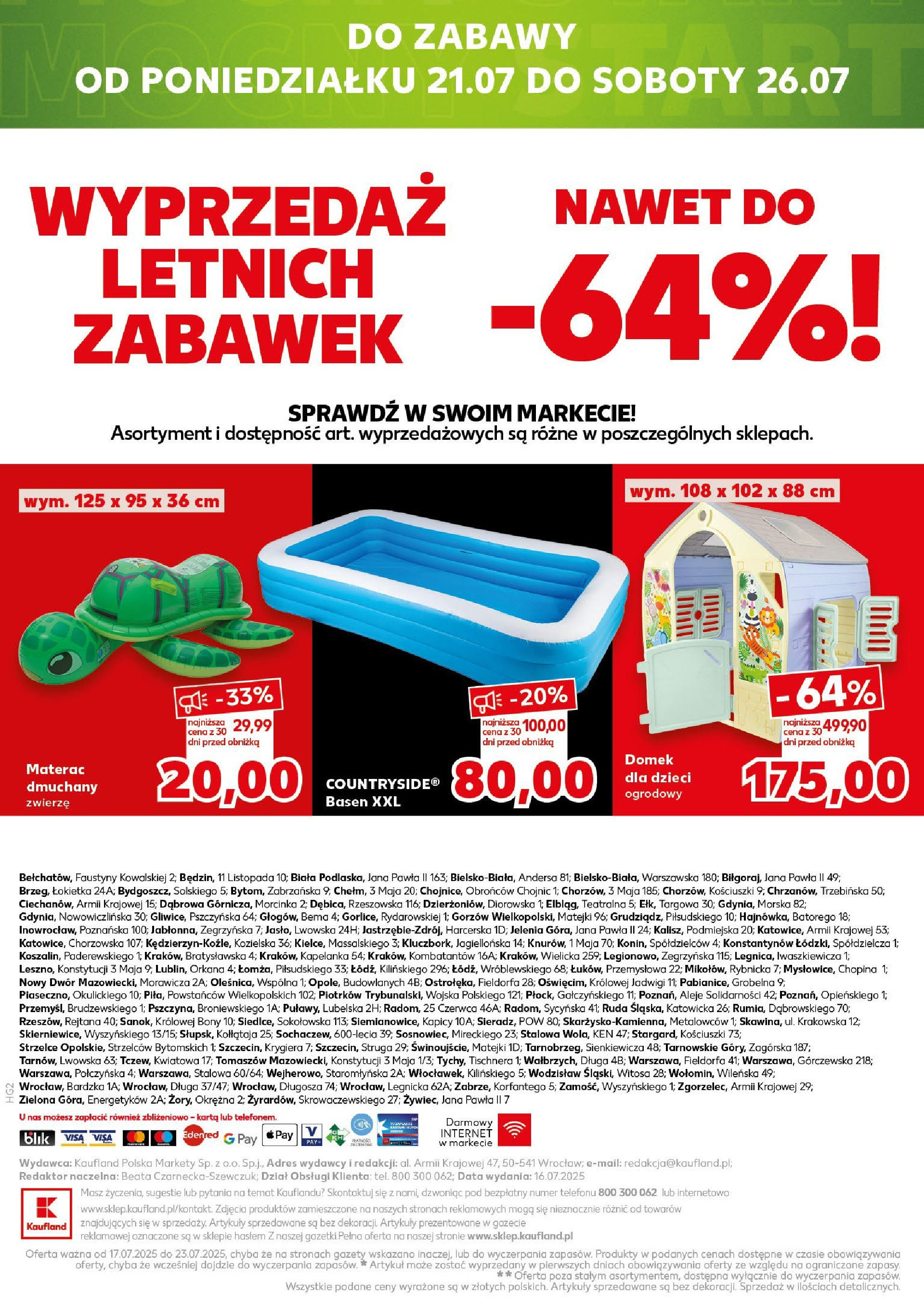 Kaufland gazetka - Mega okazje od 17.07.2025 - od jutra PDF | Strona: 20 | Produkty: Karta, Materac, Basen