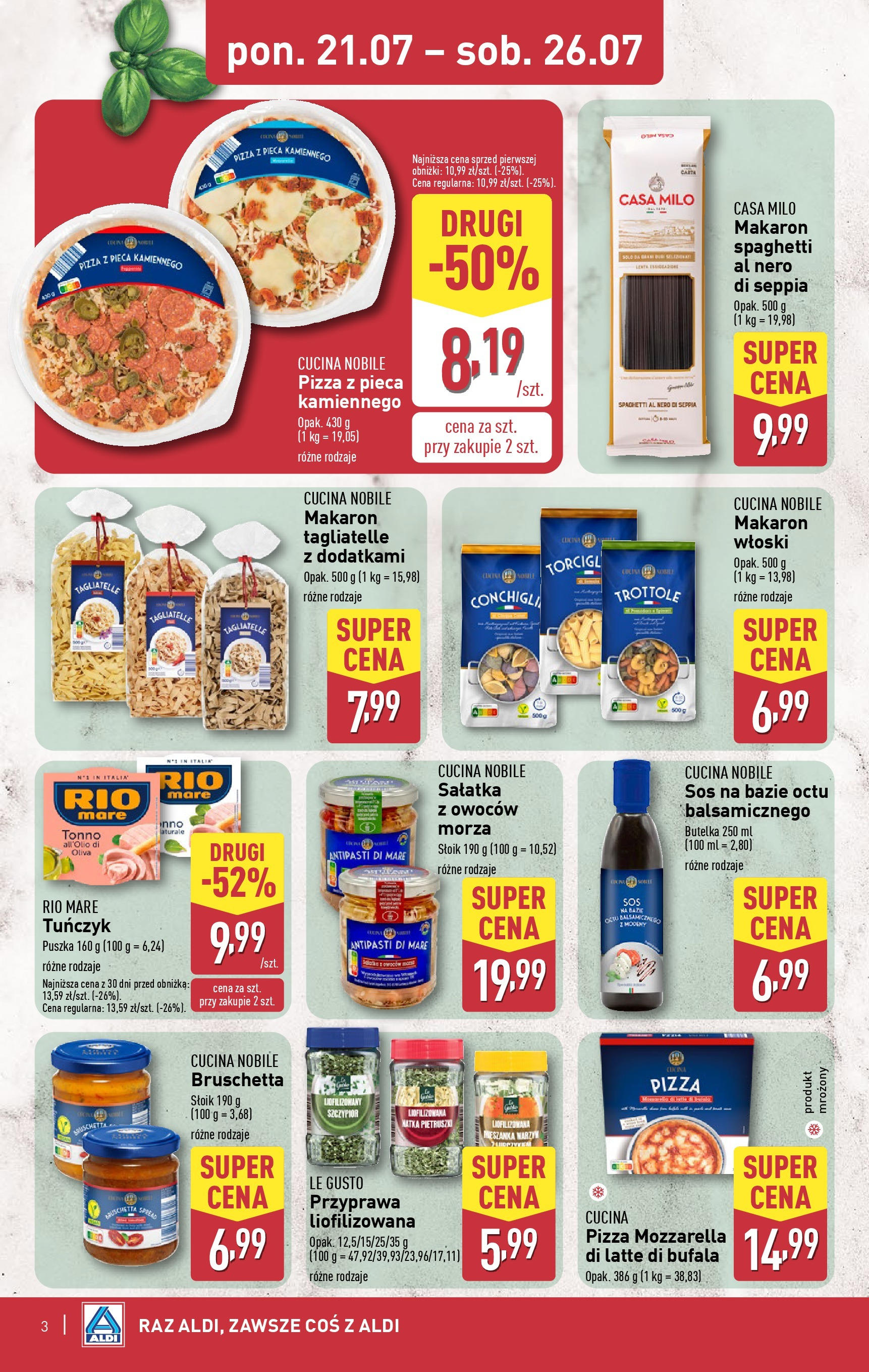 Aldi Gazetka - Tydzień Włoski od 21.07.2025 - Ulotka PDF, promocje | Strona: 3 | Produkty: Tuńczyk, Mozzarella, Sałatka, Sos