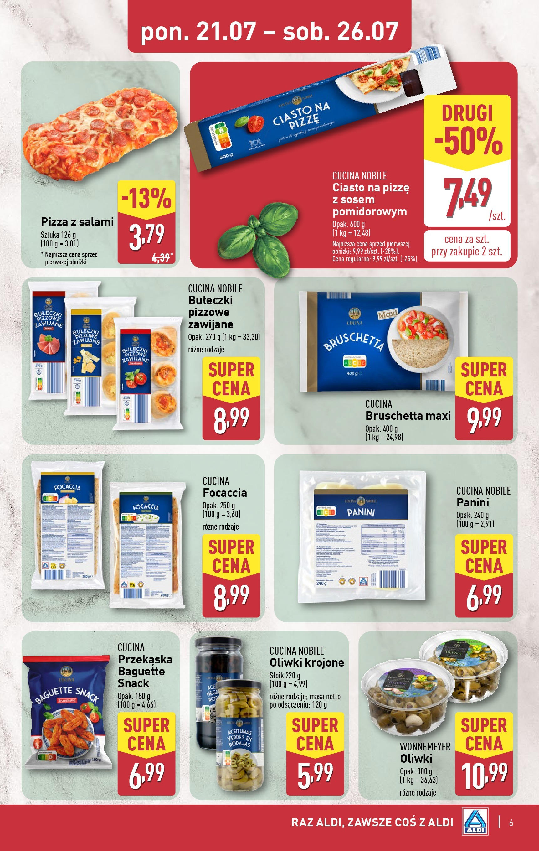 Aldi Gazetka - Tydzień Włoski od 21.07.2025 - Ulotka PDF, promocje | Strona: 6 | Produkty: Ciasto, Bruschetta, Panini, Ciasto na pizze