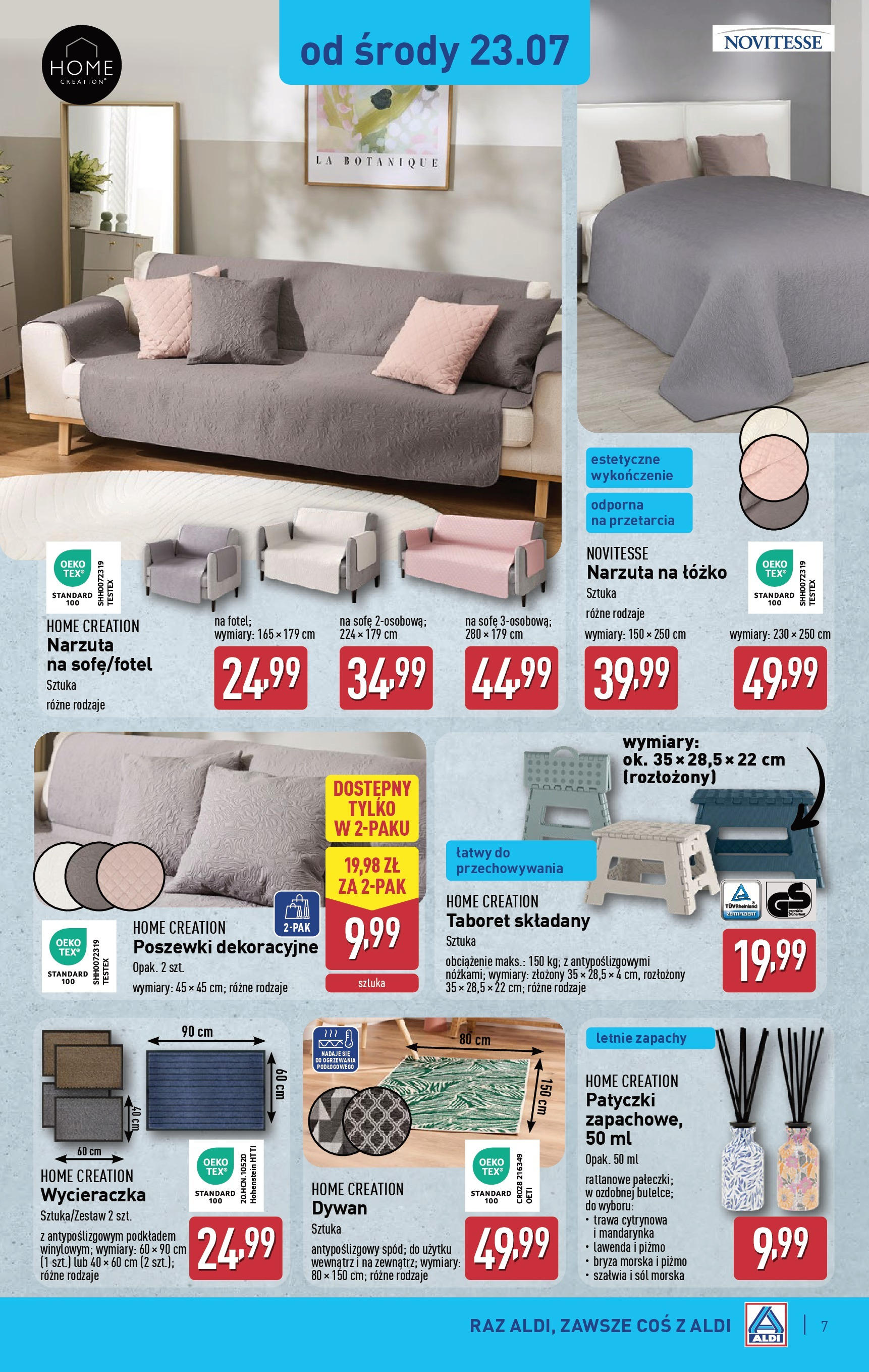 Aldi Gazetka - Hity od Środy i od Soboty od 23.07.2025 - Ulotka PDF, promocje | Strona: 7 | Produkty: Łóżko, Dywan, Wycieraczka, Sól morska