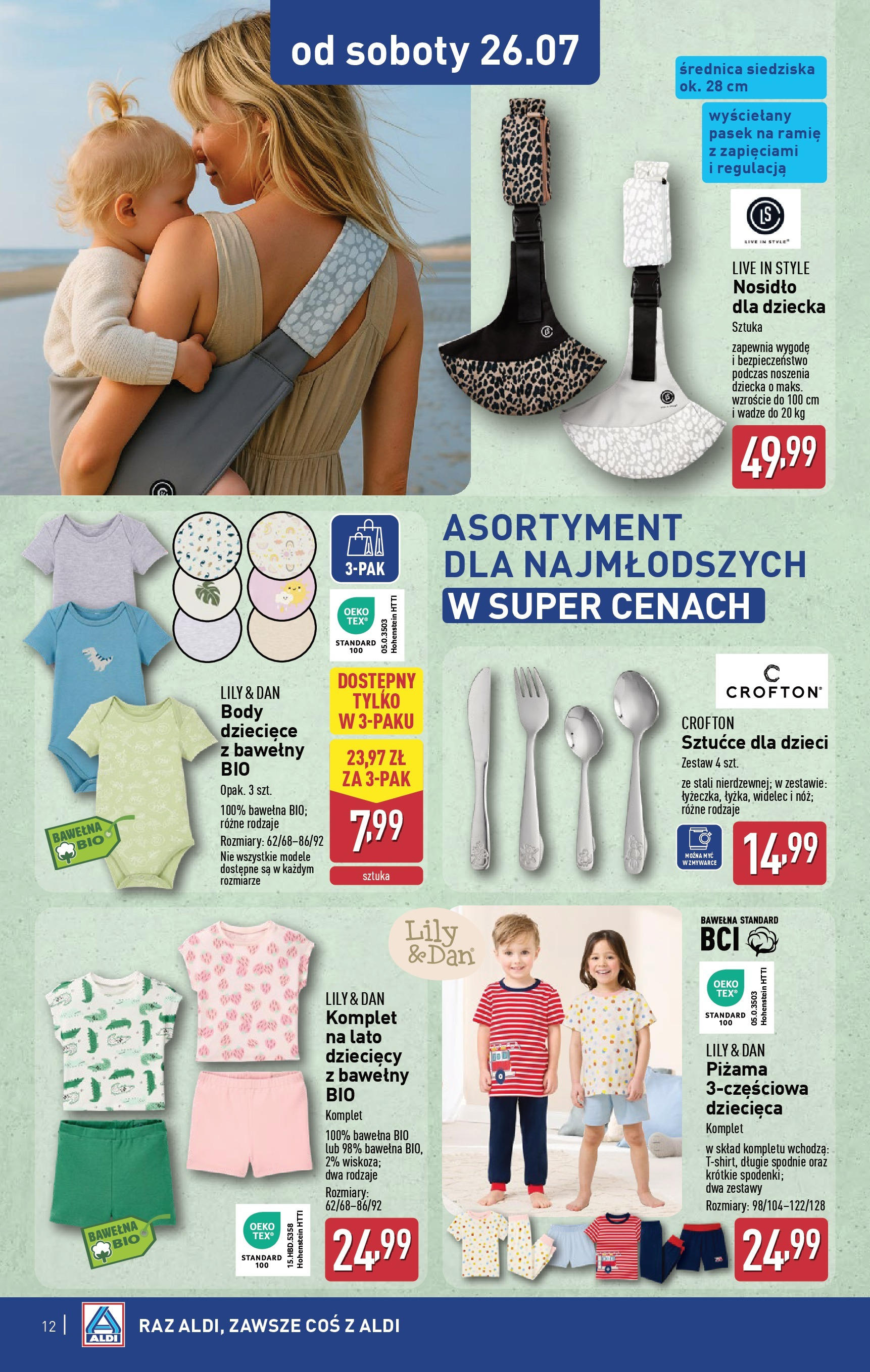 Aldi Gazetka - Hity od Środy i od Soboty od 23.07.2025 - Ulotka PDF, promocje | Strona: 12 | Produkty: Piżama, Pasek, Body, Sztućce