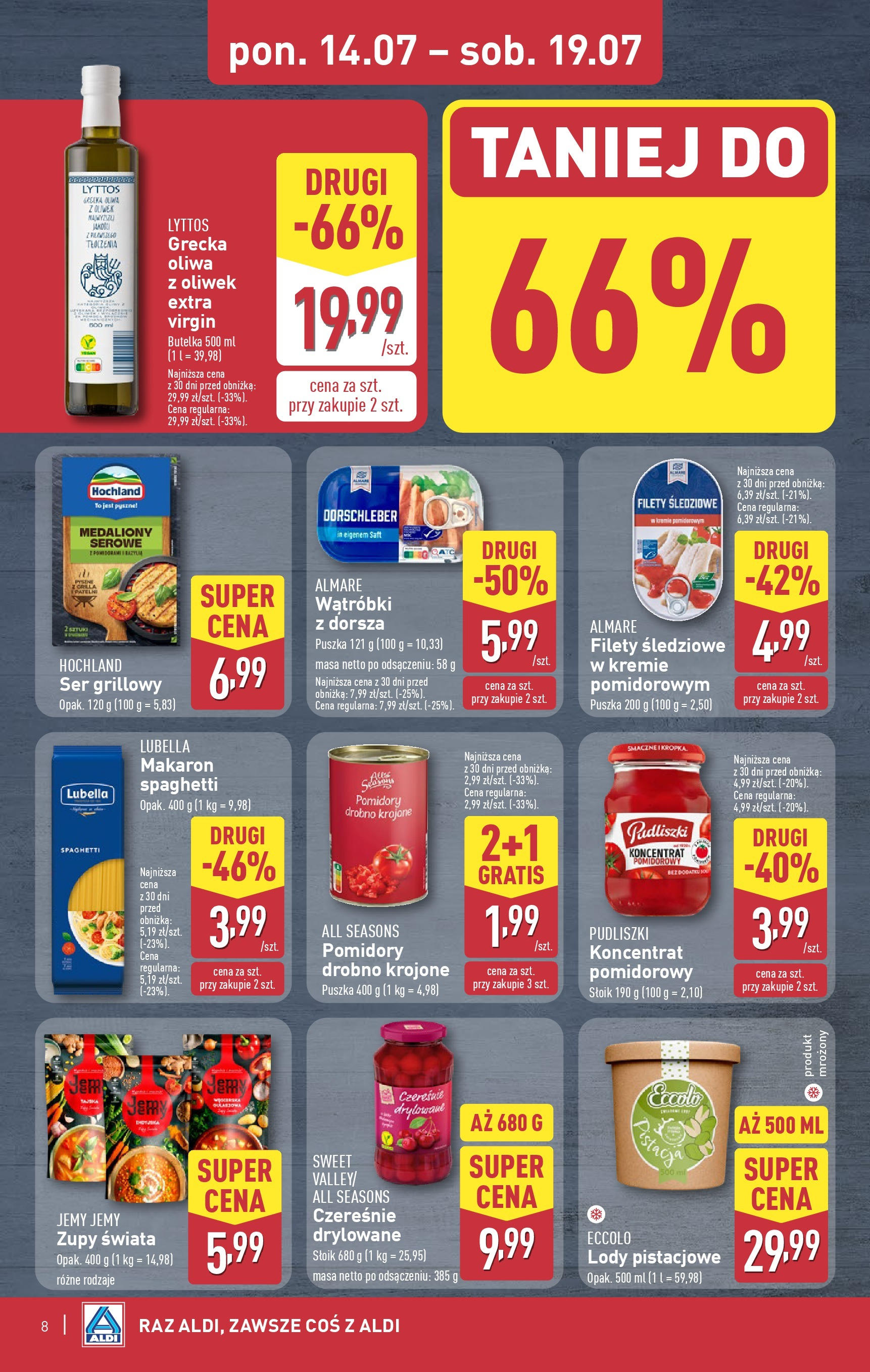 Aldi Gazetka od 14.07.2025 - Ulotka PDF, promocje | Strona: 8 | Produkty: Bazylia, Czereśnie, Pomidory, Lody pistacjowe