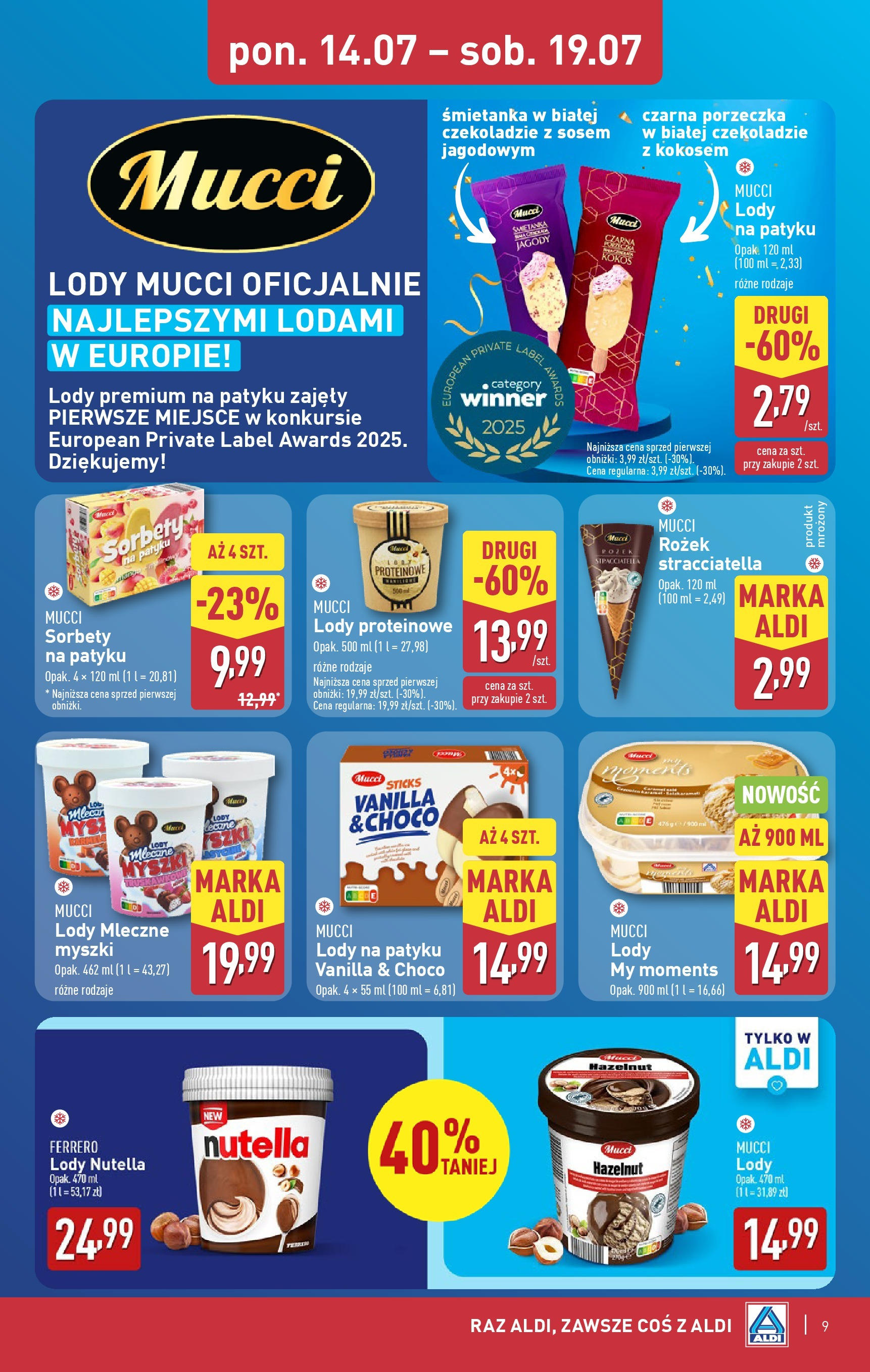 Aldi Gazetka od 14.07.2025 - Ulotka PDF, promocje | Strona: 9 | Produkty: Jagody, Nutella, Porzeczka, Lody na patyku