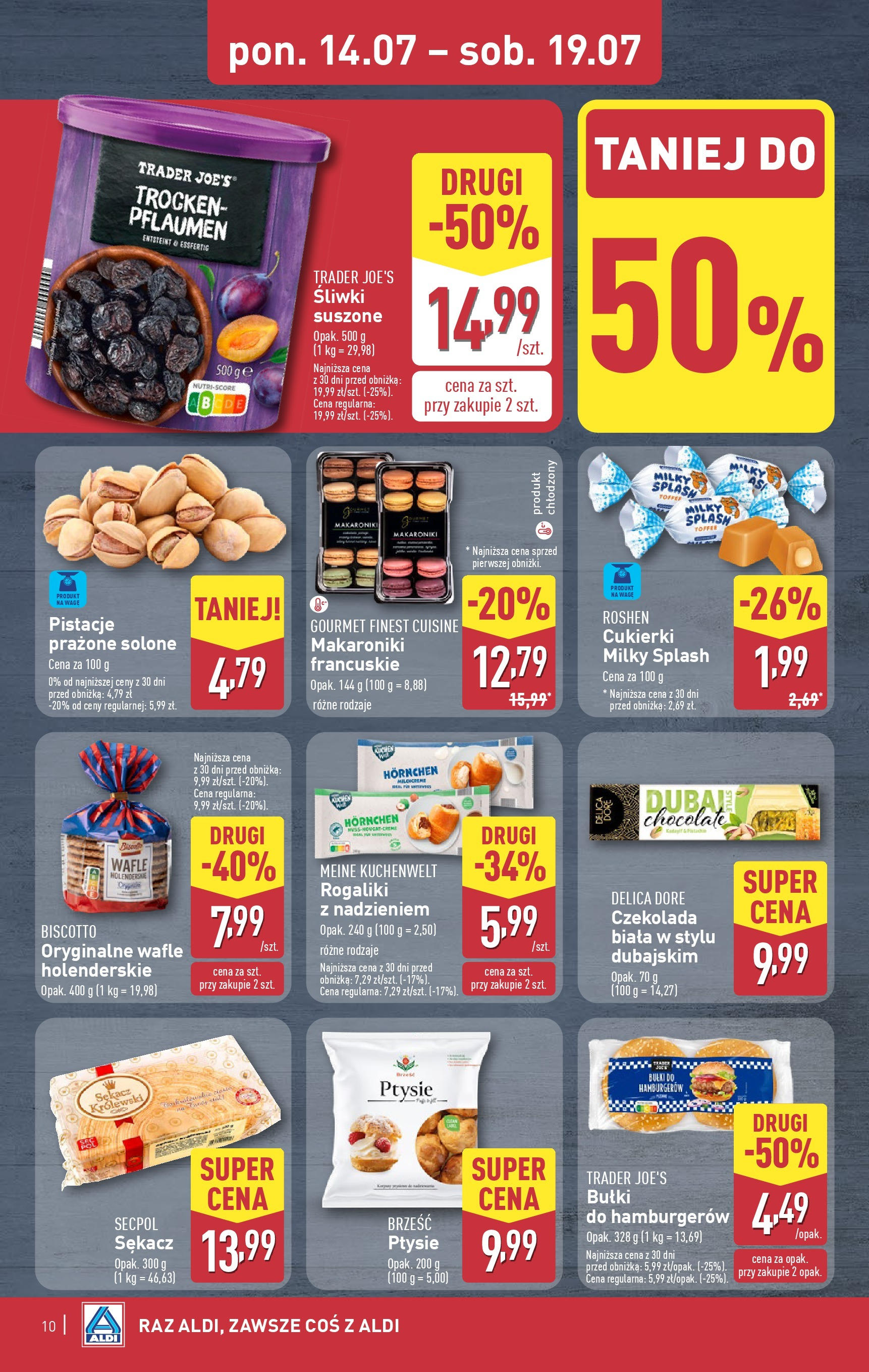 Aldi Gazetka od 14.07.2025 - Ulotka PDF, promocje | Strona: 10 | Produkty: Wafle, Śliwki, Czekolada, Cukierki