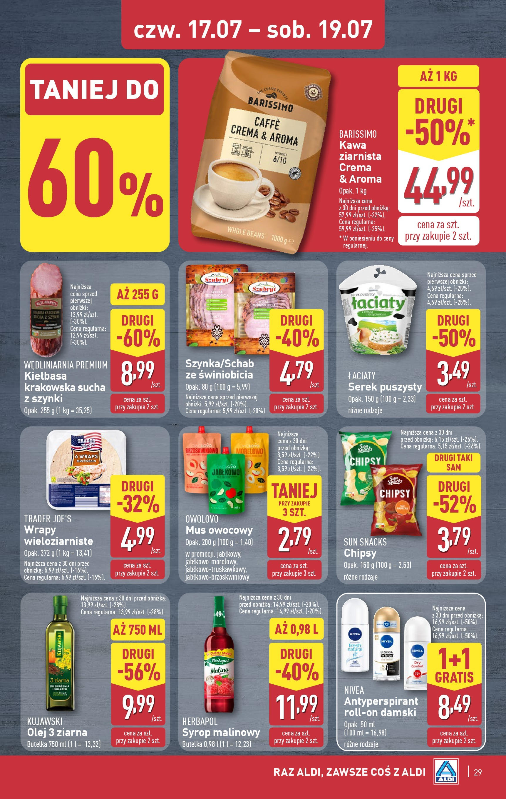 Aldi Gazetka od 14.07.2025 - Ulotka PDF, promocje | Strona: 29 | Produkty: Syrop, Schab, Serek, Szynka