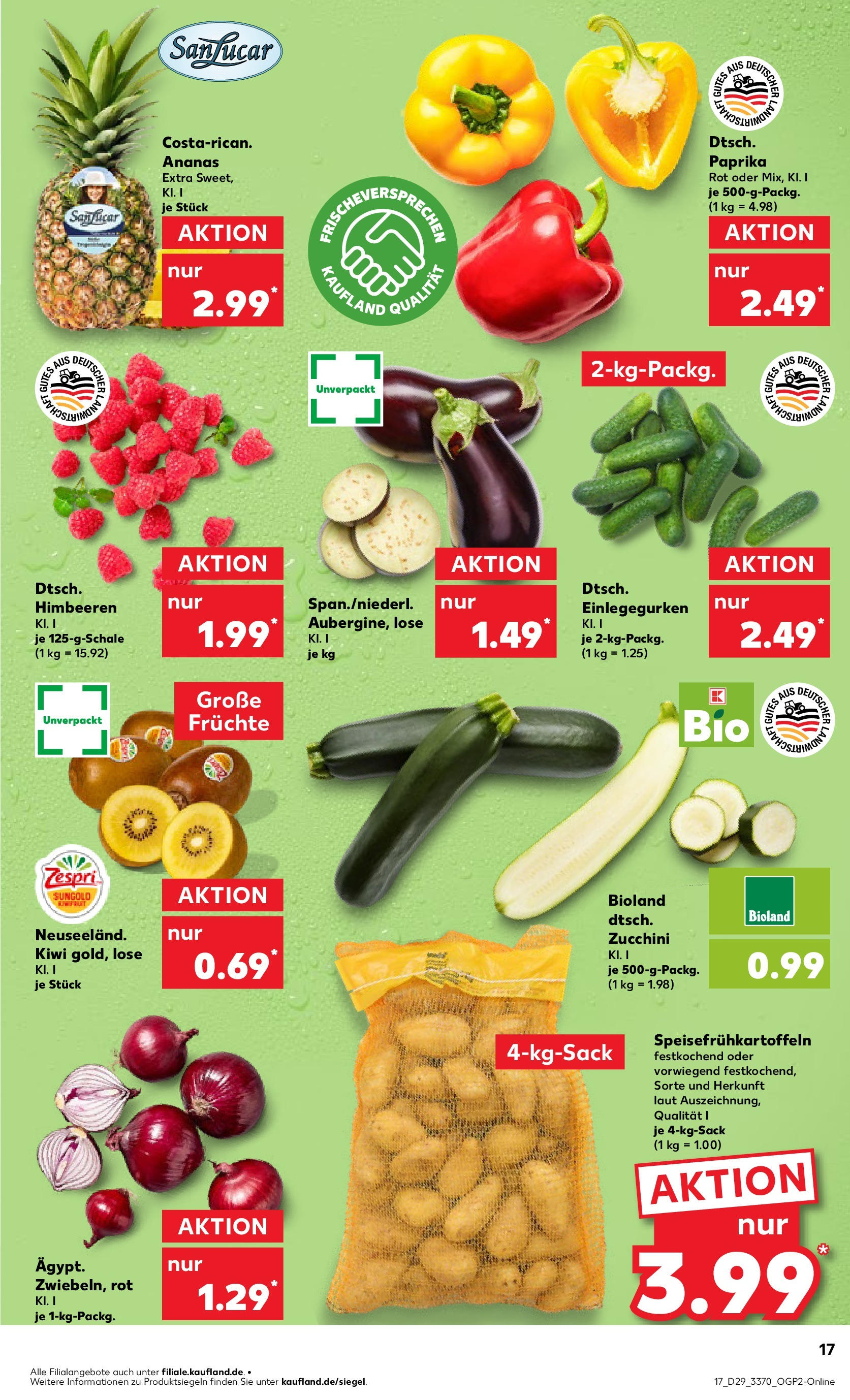 Prospekt Kaufland ab 16.07.2025 » Angebote Online zum Blättern | Seite: 17 | Produkte: Himbeeren, Paprika rot, Ananas, Kiwi